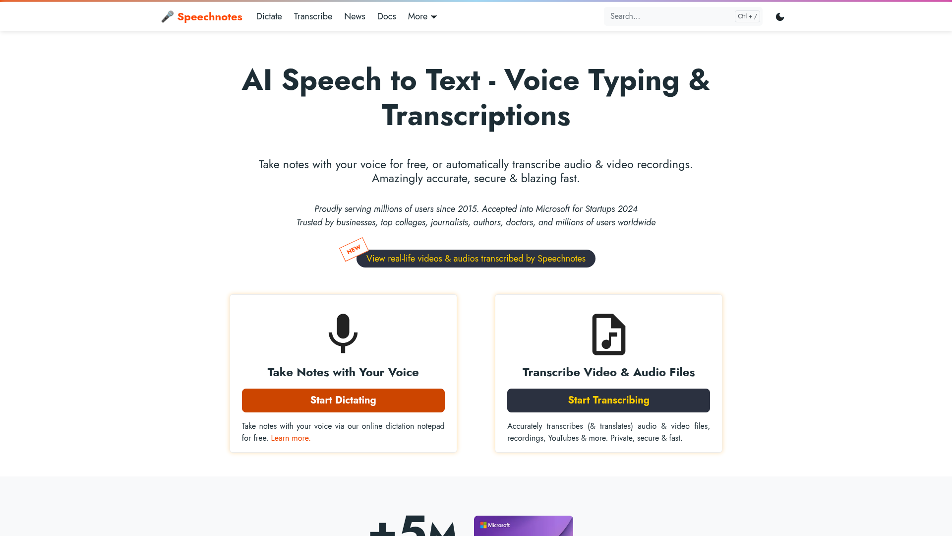 Speechnotes browser-based dictation interface