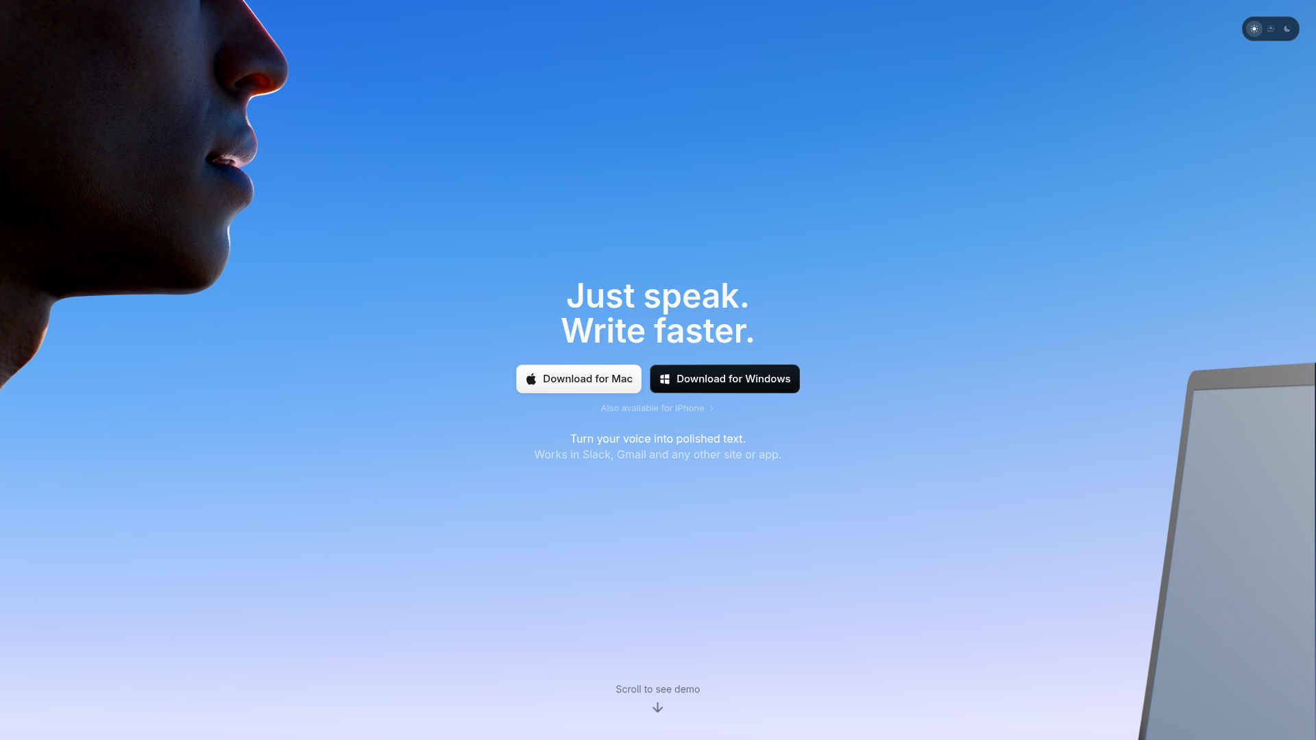 Superwhisper local AI dictation interface