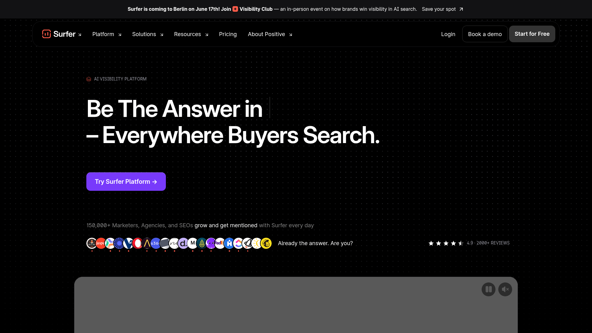 Surfer SEO homepage screenshot
