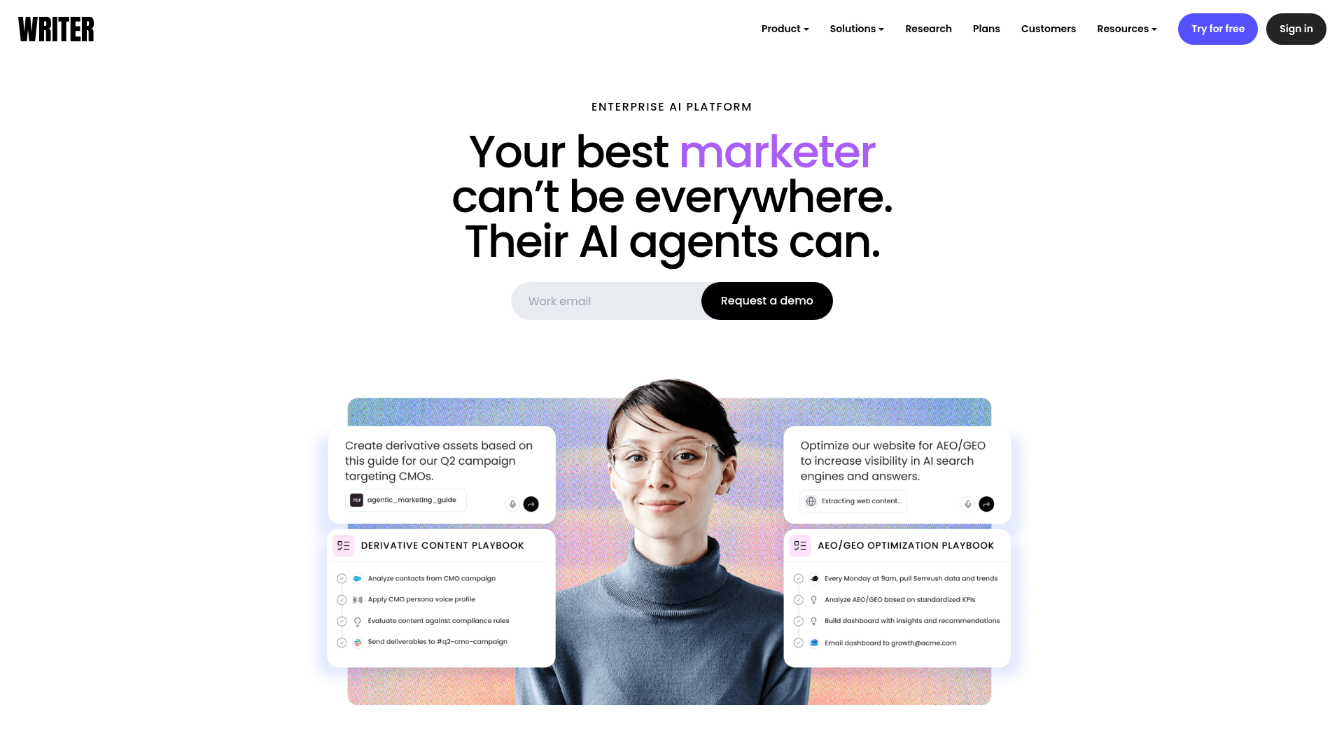 Writer homepage screenshot