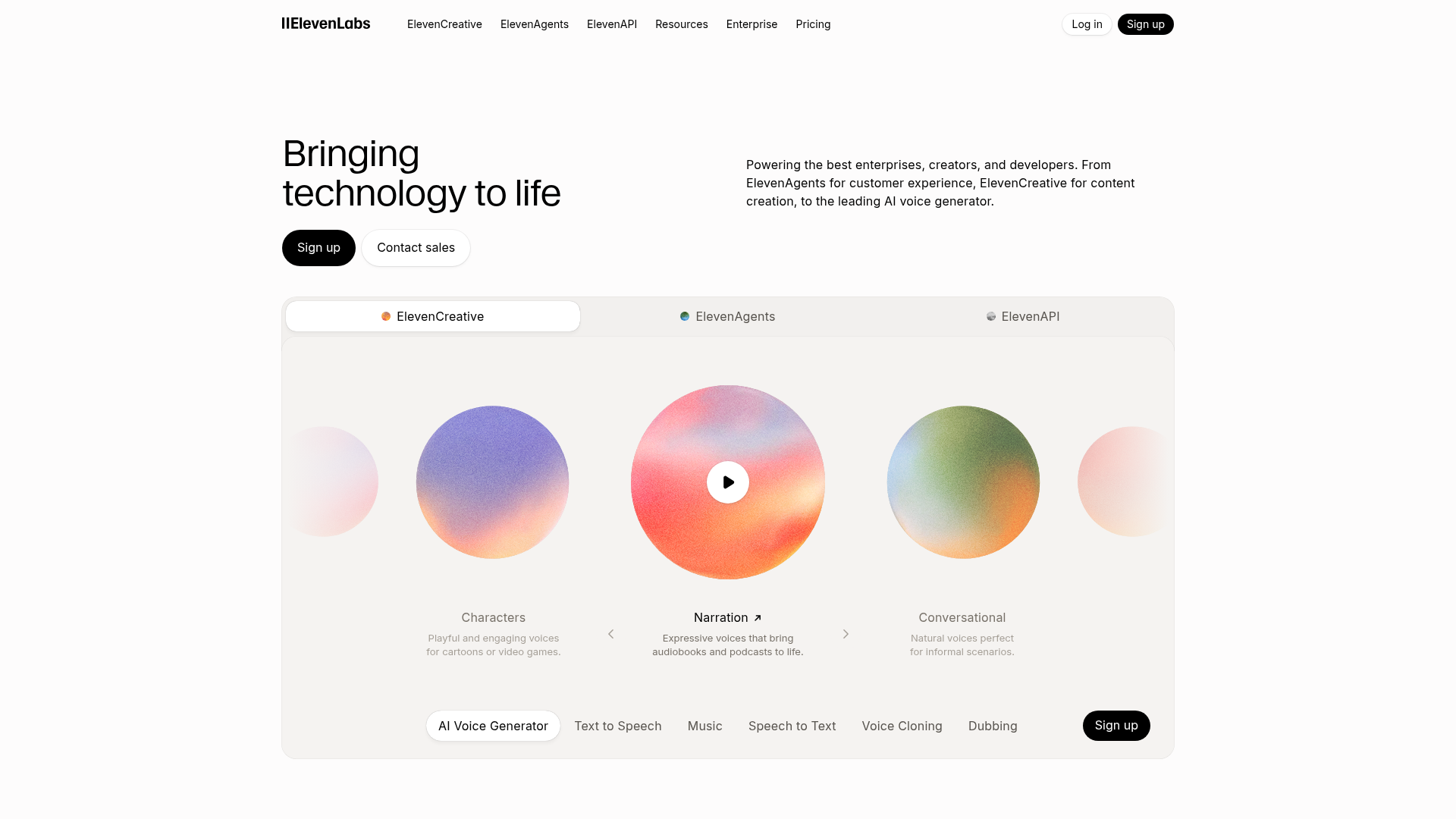 ElevenLabs AI voice and dubbing platform