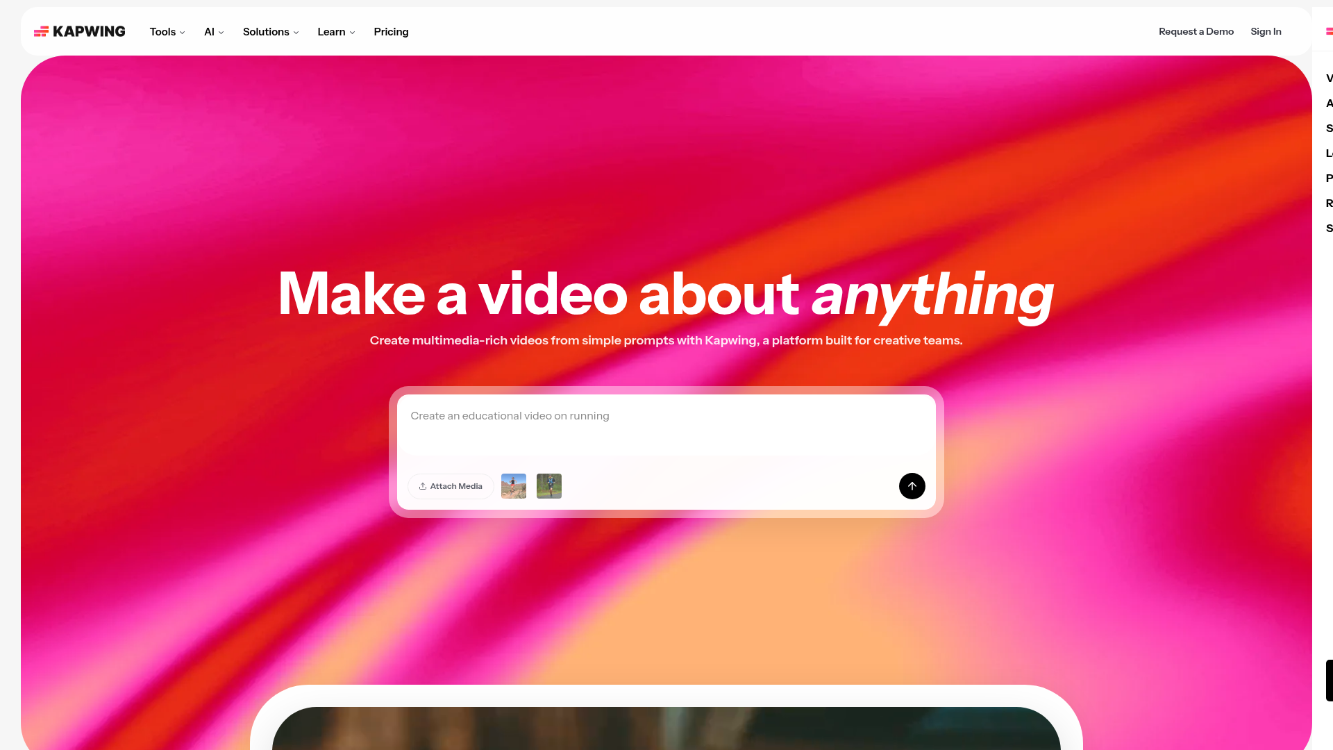 Kapwing browser-based video editor with translation