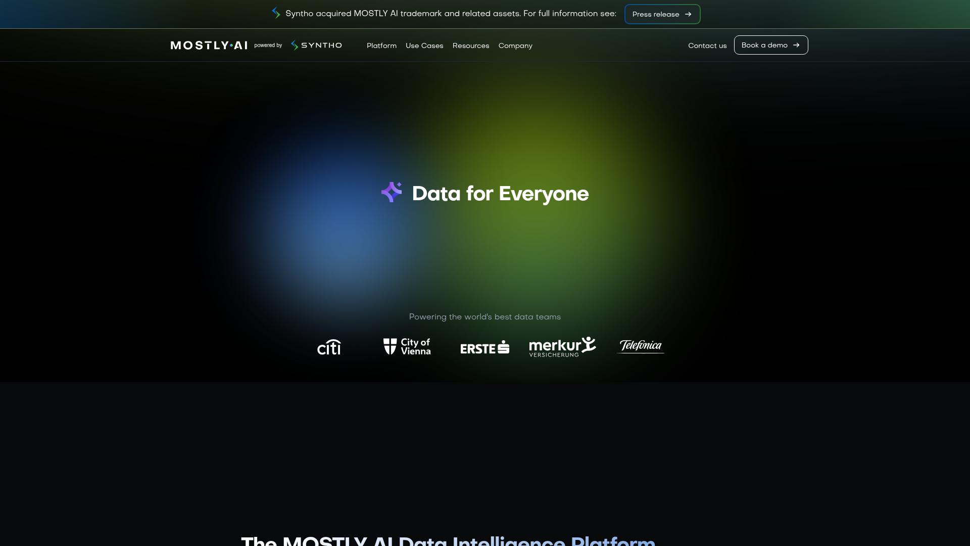 MOSTLY AI synthetic data platform