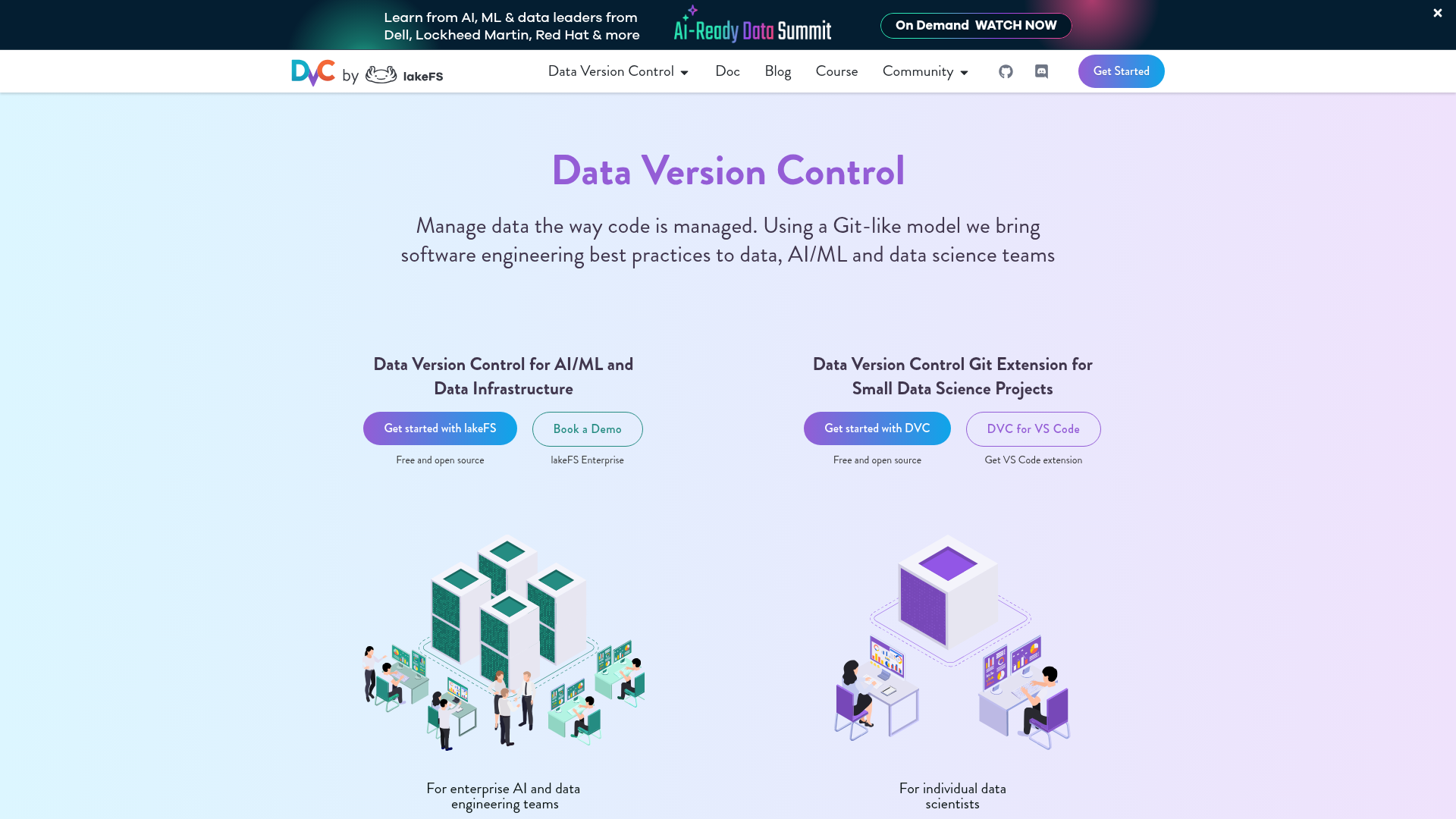 DVC Git-like data version control homepage