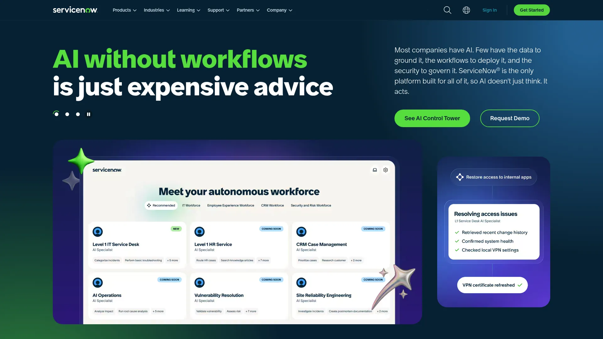 ServiceNow Field Service Management workflow orchestration dashboard