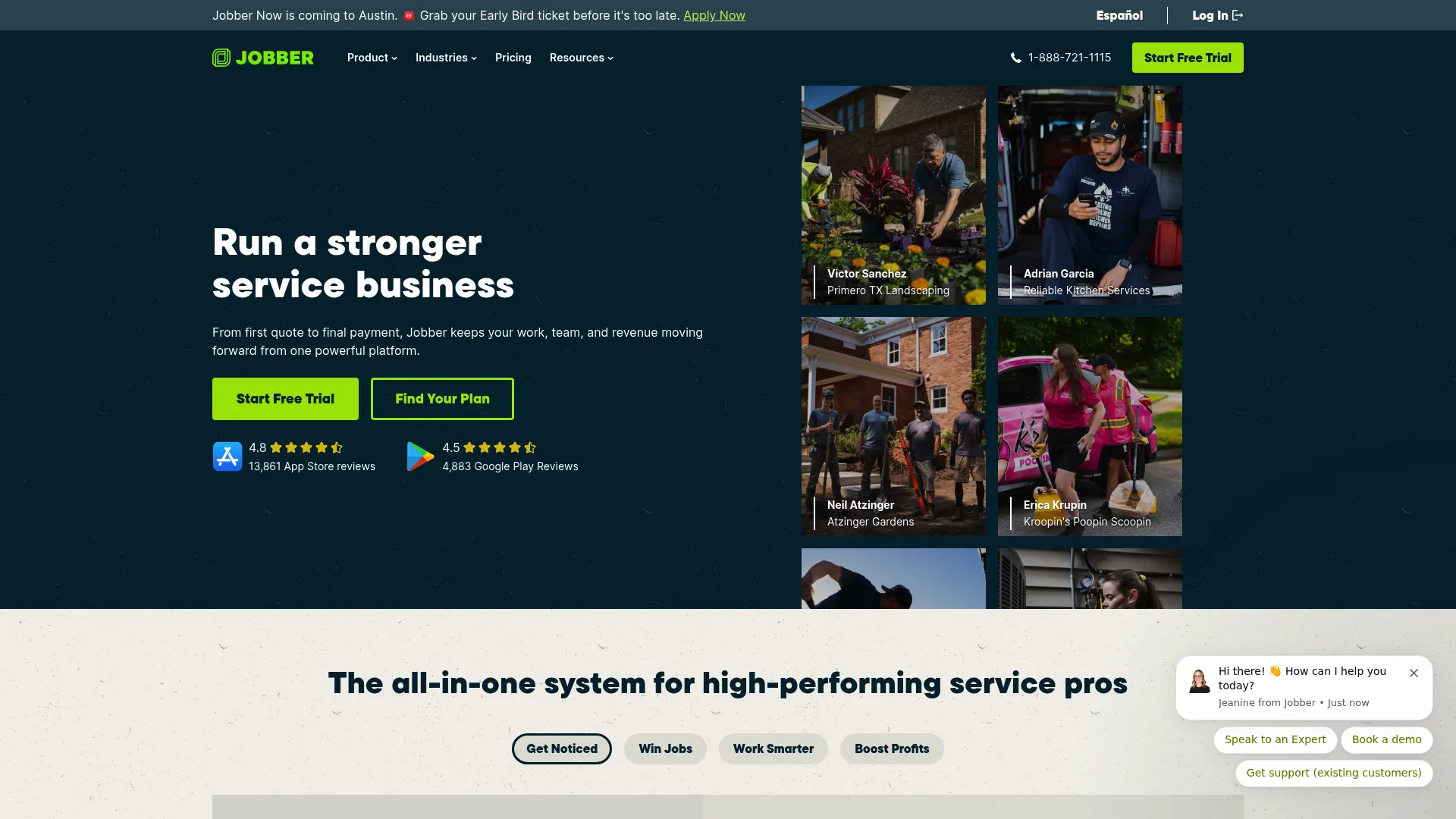 Jobber quoting and scheduling dashboard for home service businesses