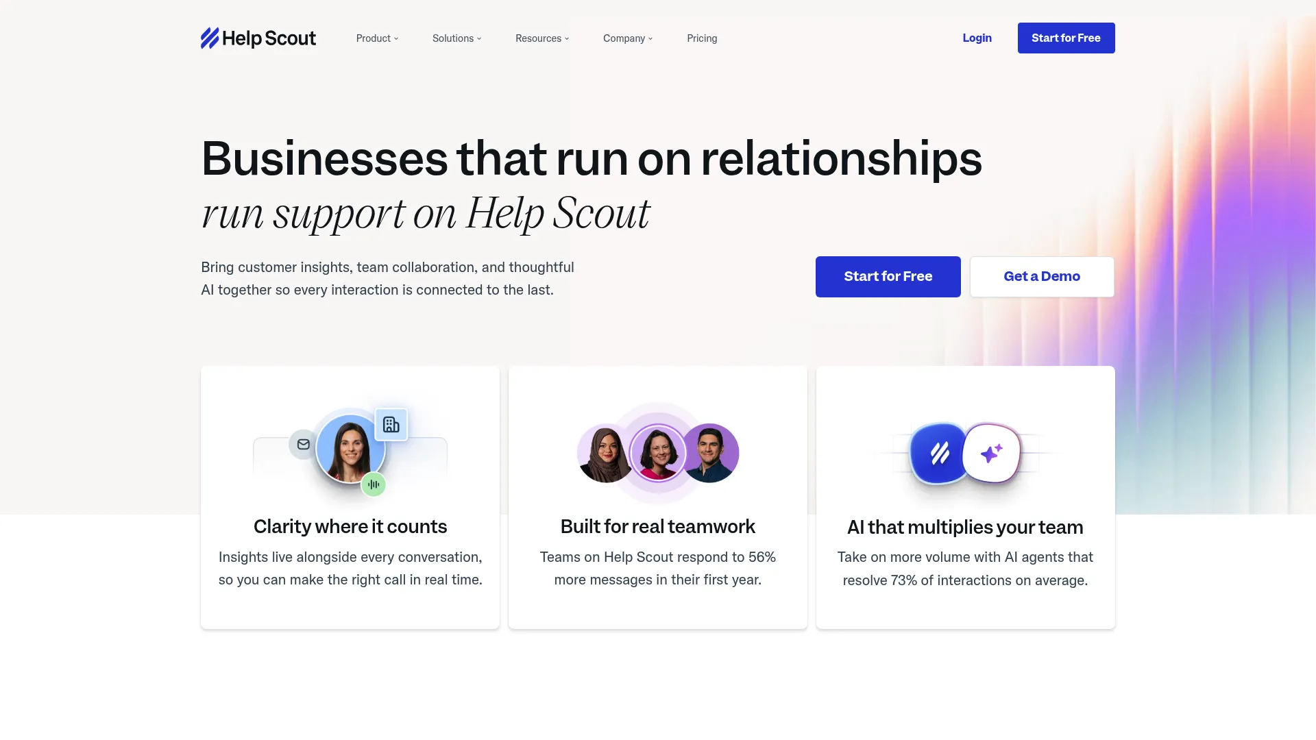 Help Scout shared inbox and customer support platform homepage.