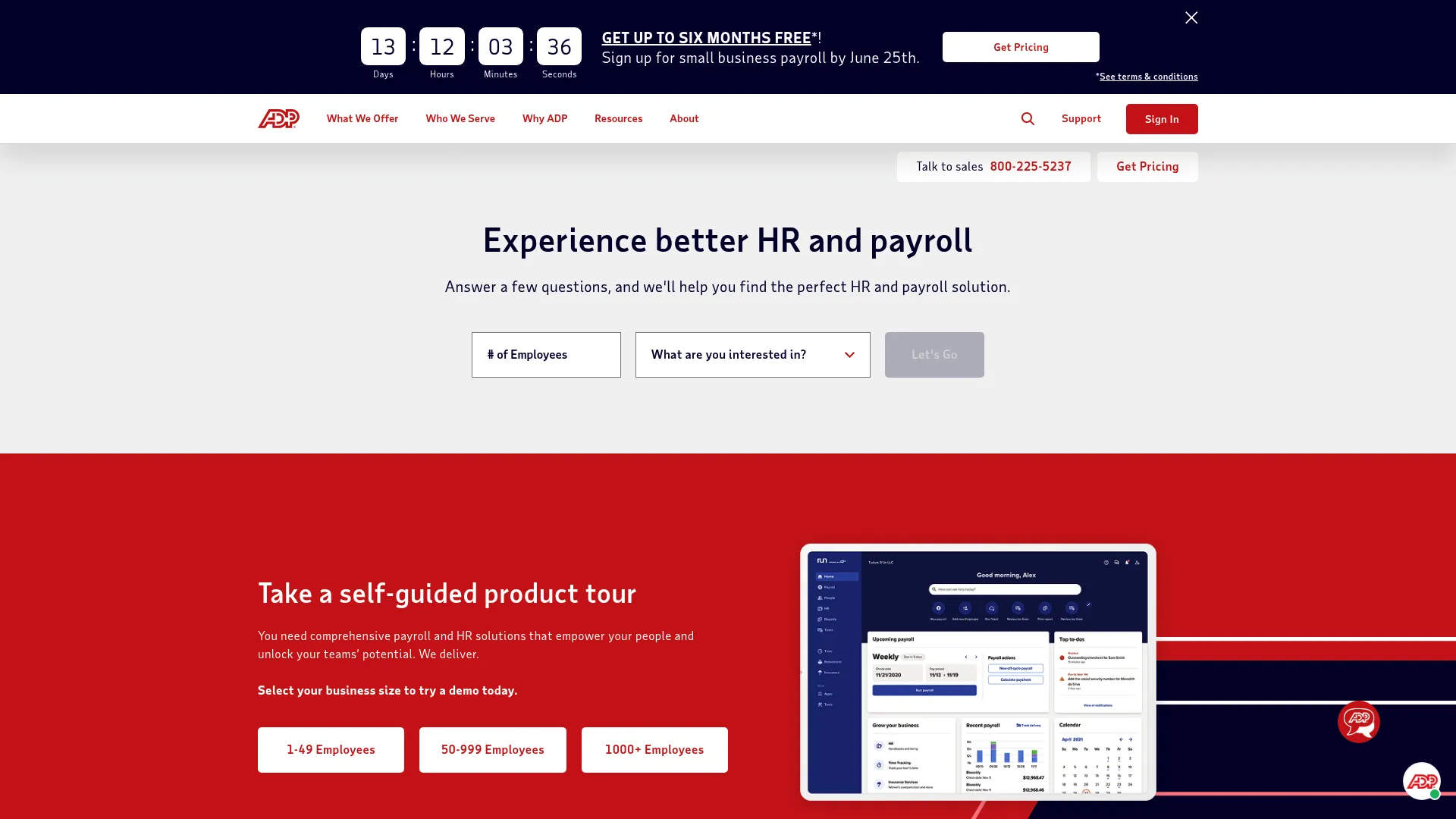ADP Workforce Now HR and payroll platform homepage