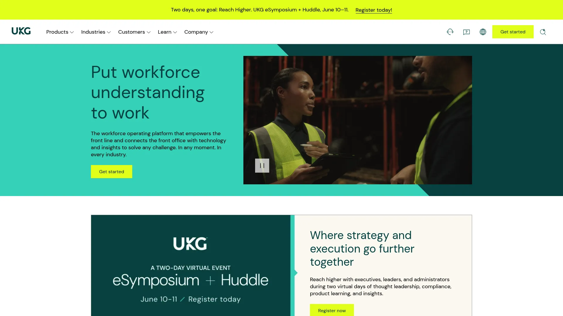 UKG human capital and workforce management platform homepage
