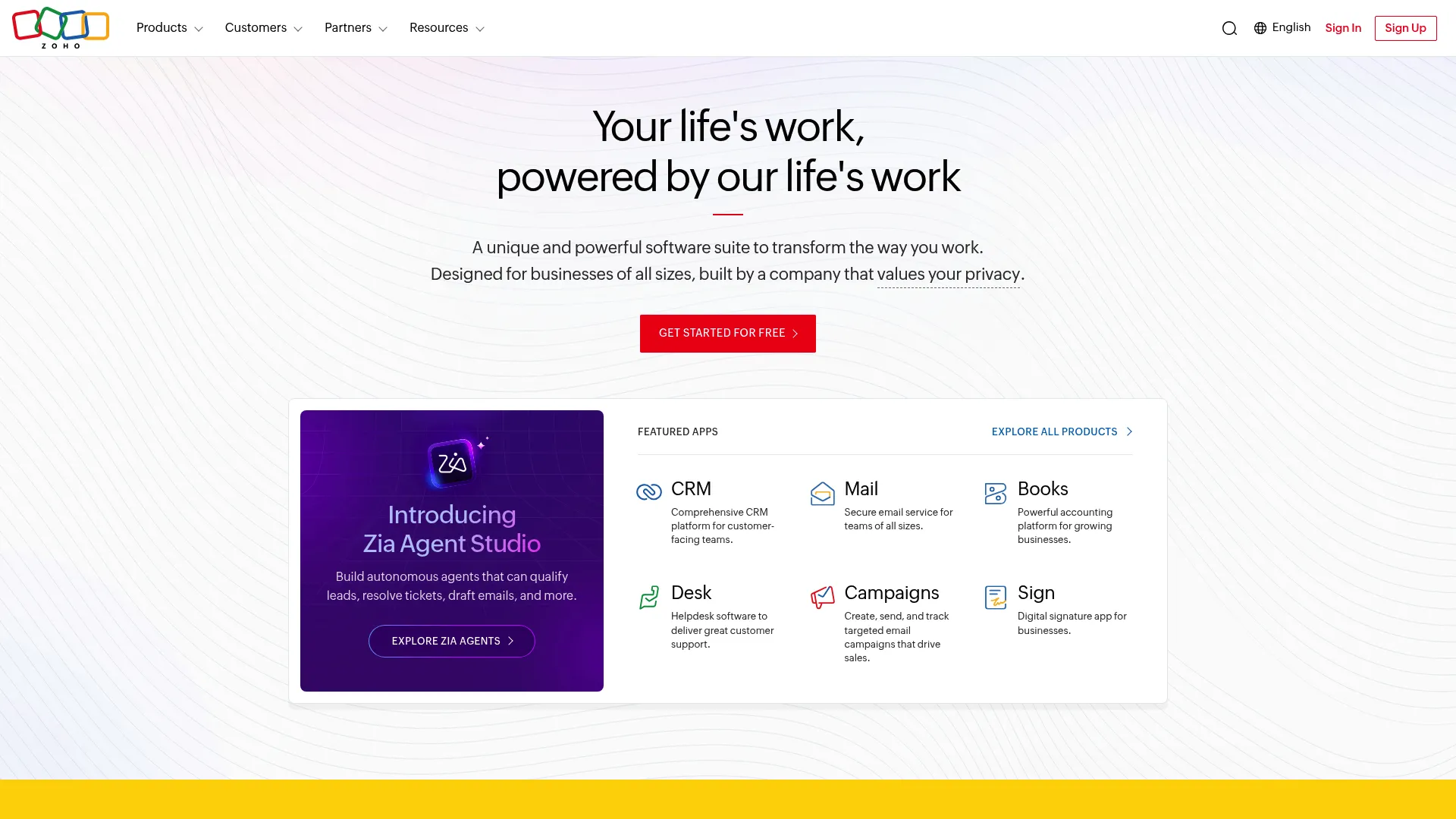 Zoho People HR and attendance management homepage