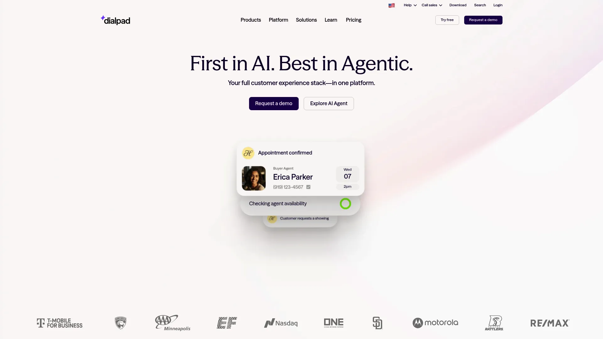 Dialpad AI contact center software homepage