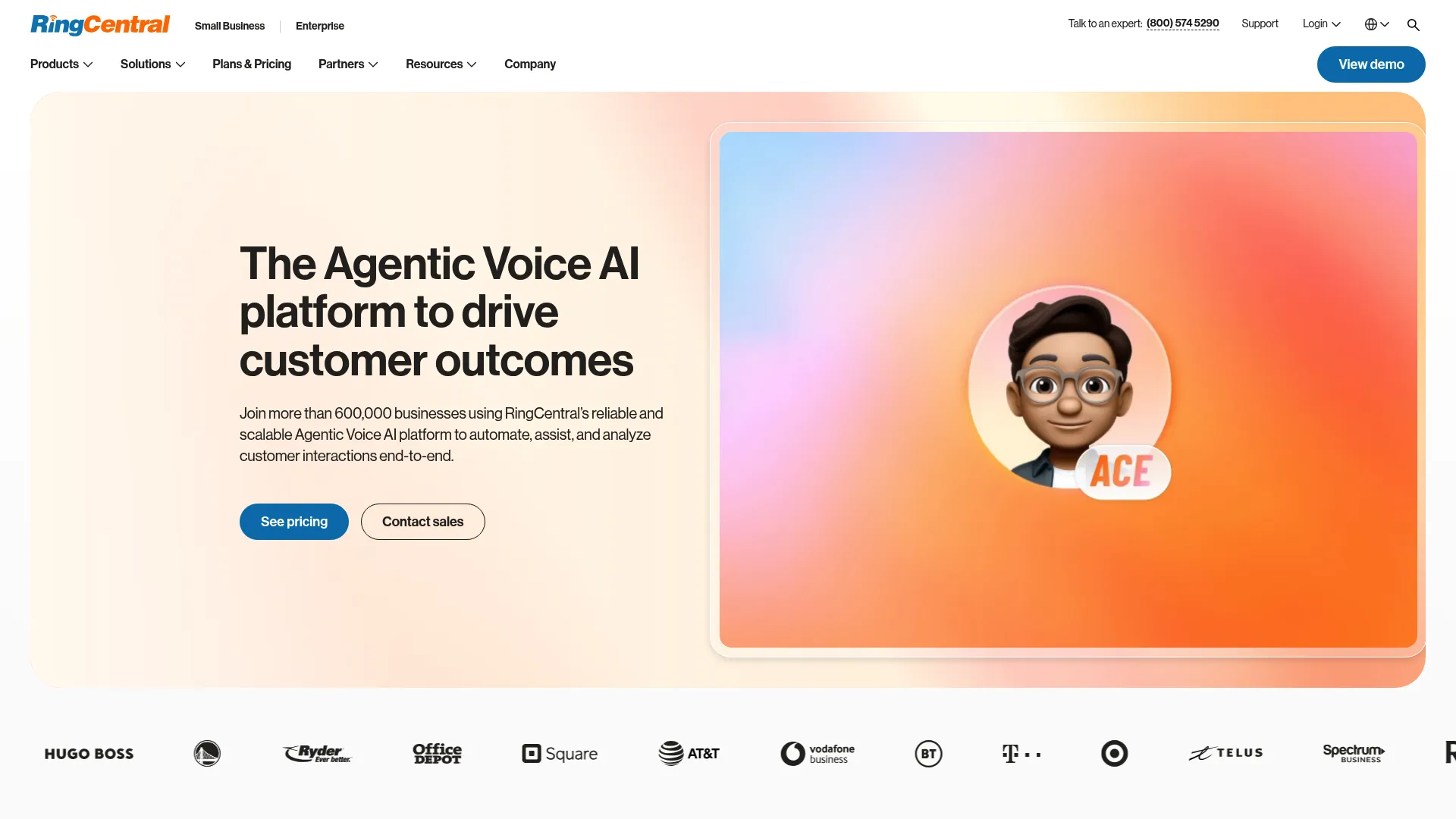 RingCentral contact center software homepage