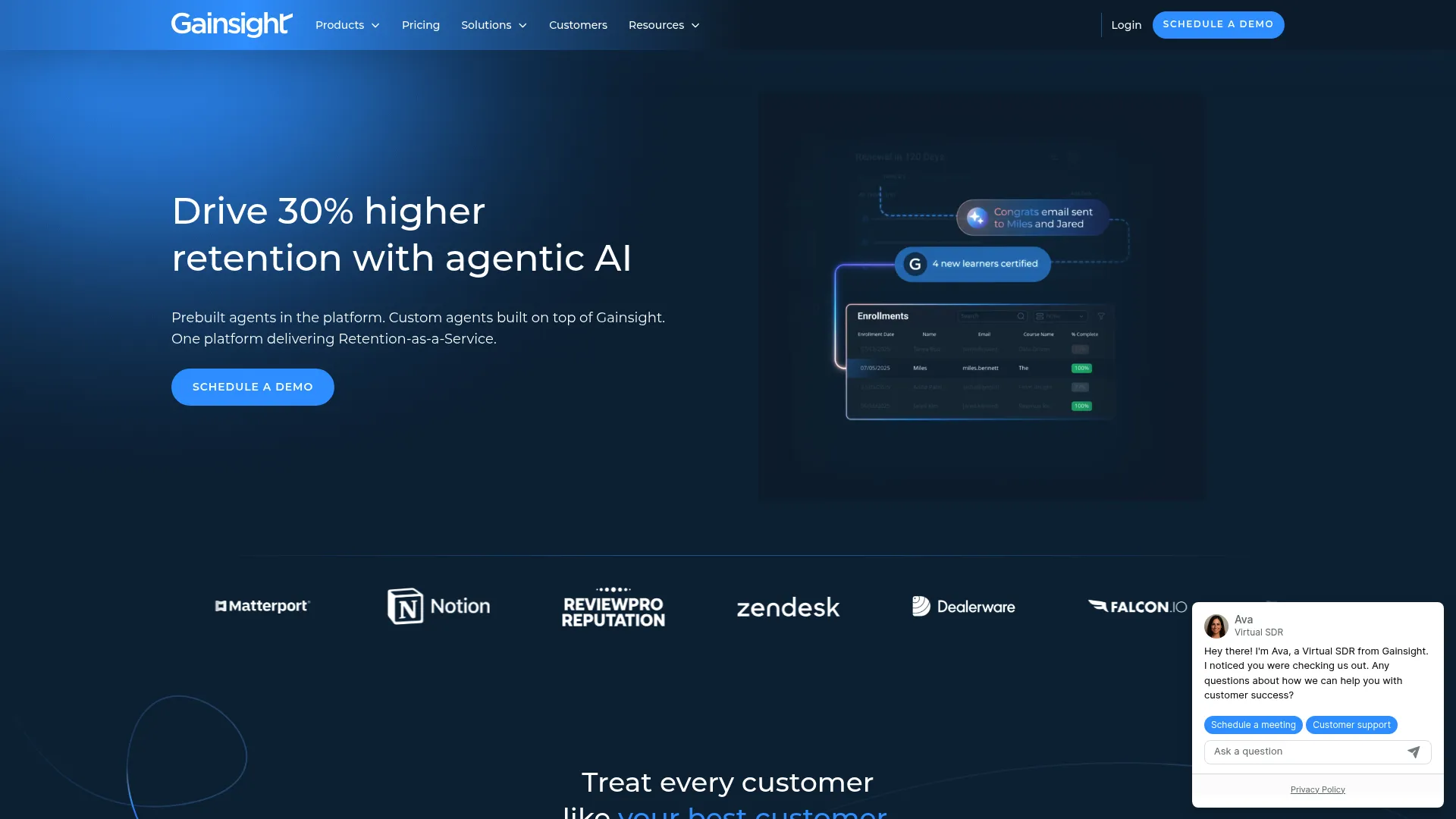 Gainsight customer success platform dashboard