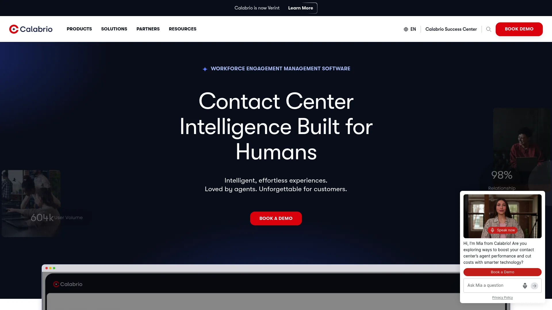 Calabrio ONE workforce optimization suite interface