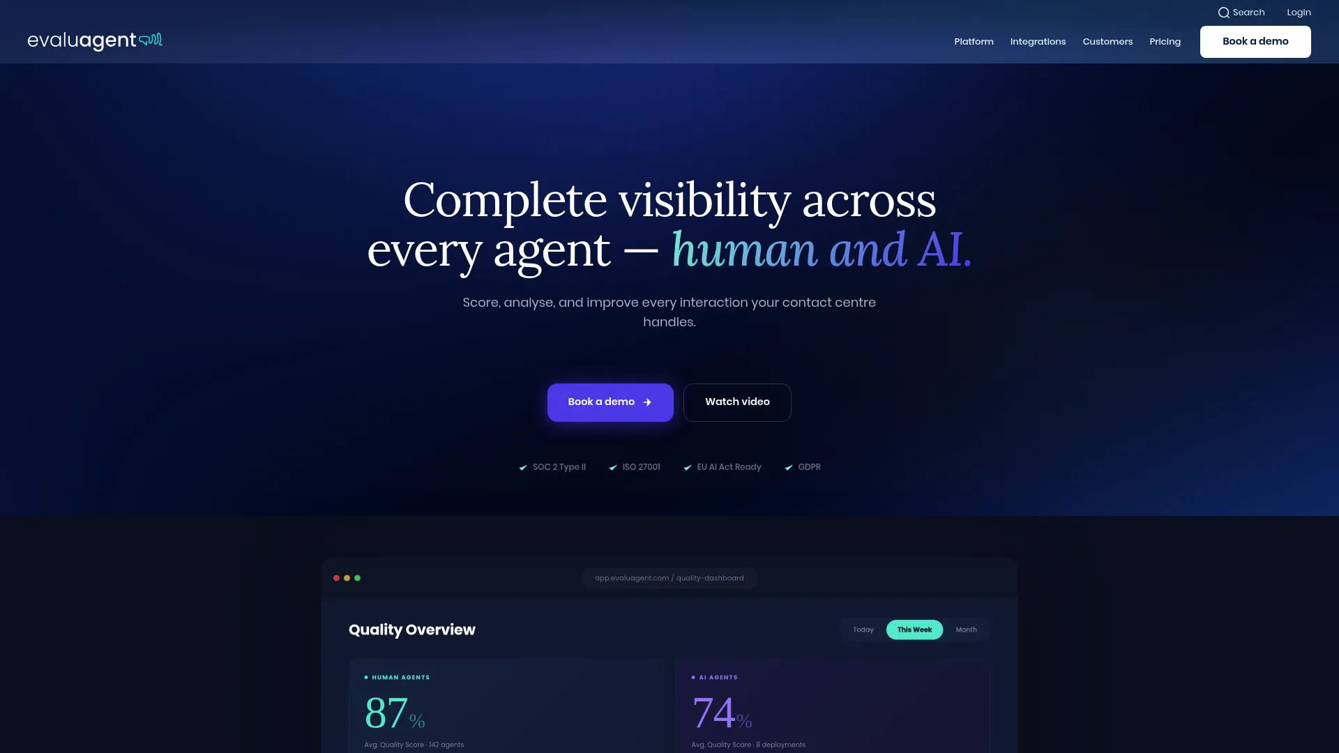 evaluagent quality assurance platform homepage