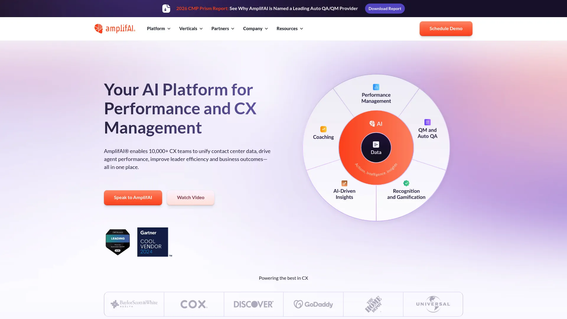 AmplifAI contact center quality assurance software homepage