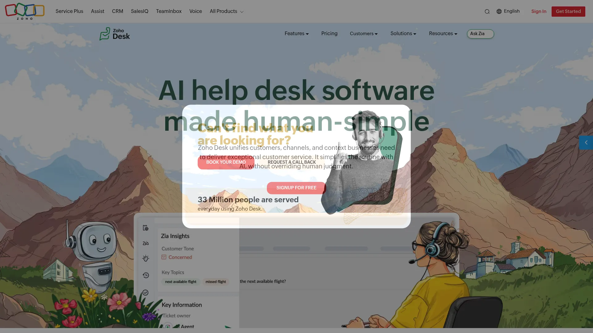 Zoho Desk help desk software with Zia AI
