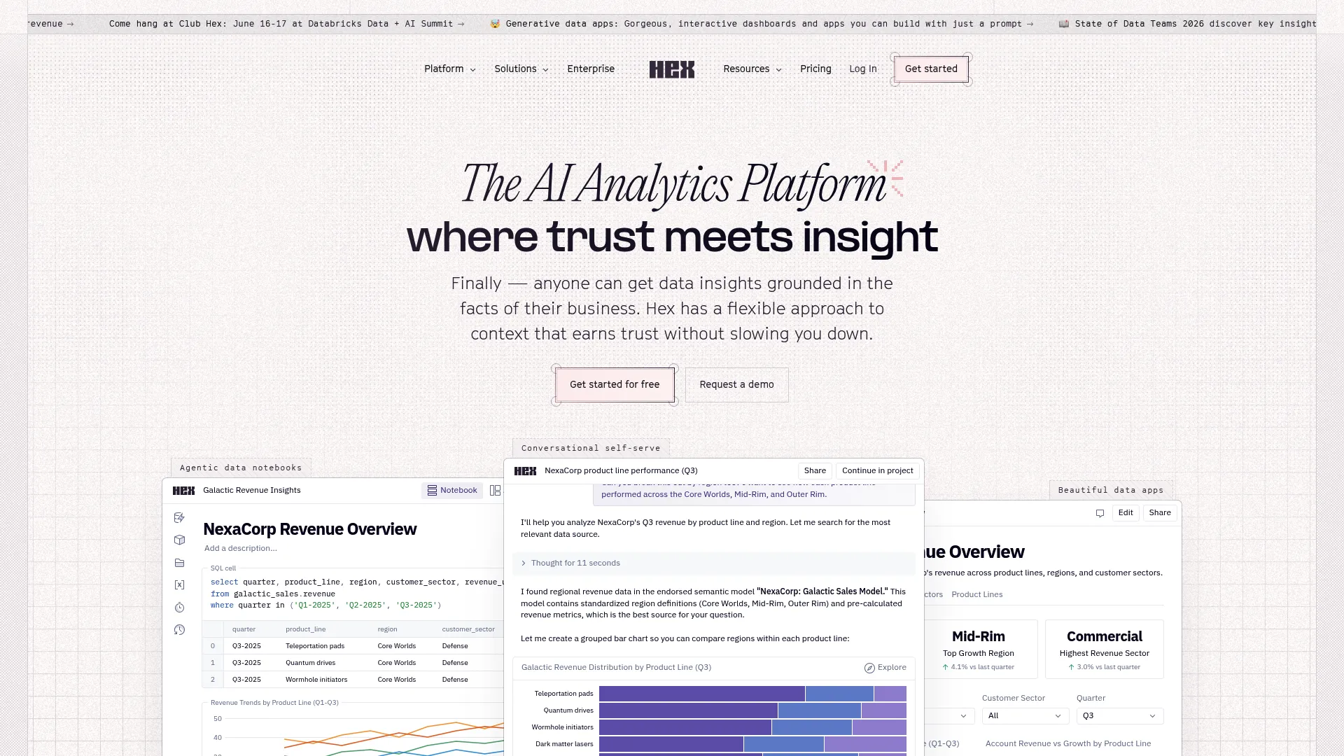 Hex collaborative analytics workspace