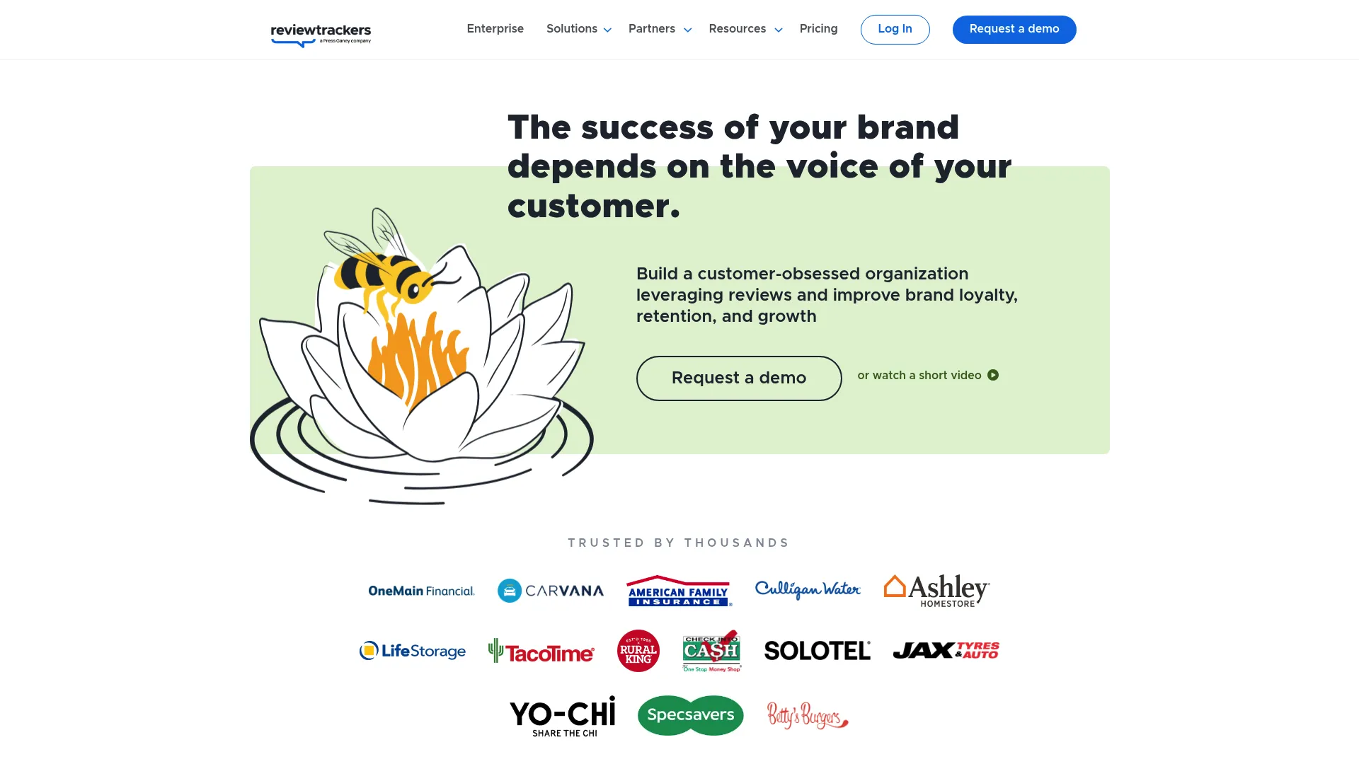 ReviewTrackers review monitoring and analytics platform homepage
