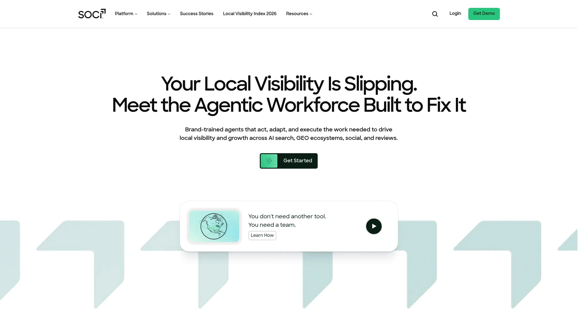 SOCi multi-location marketing and reputation platform homepage