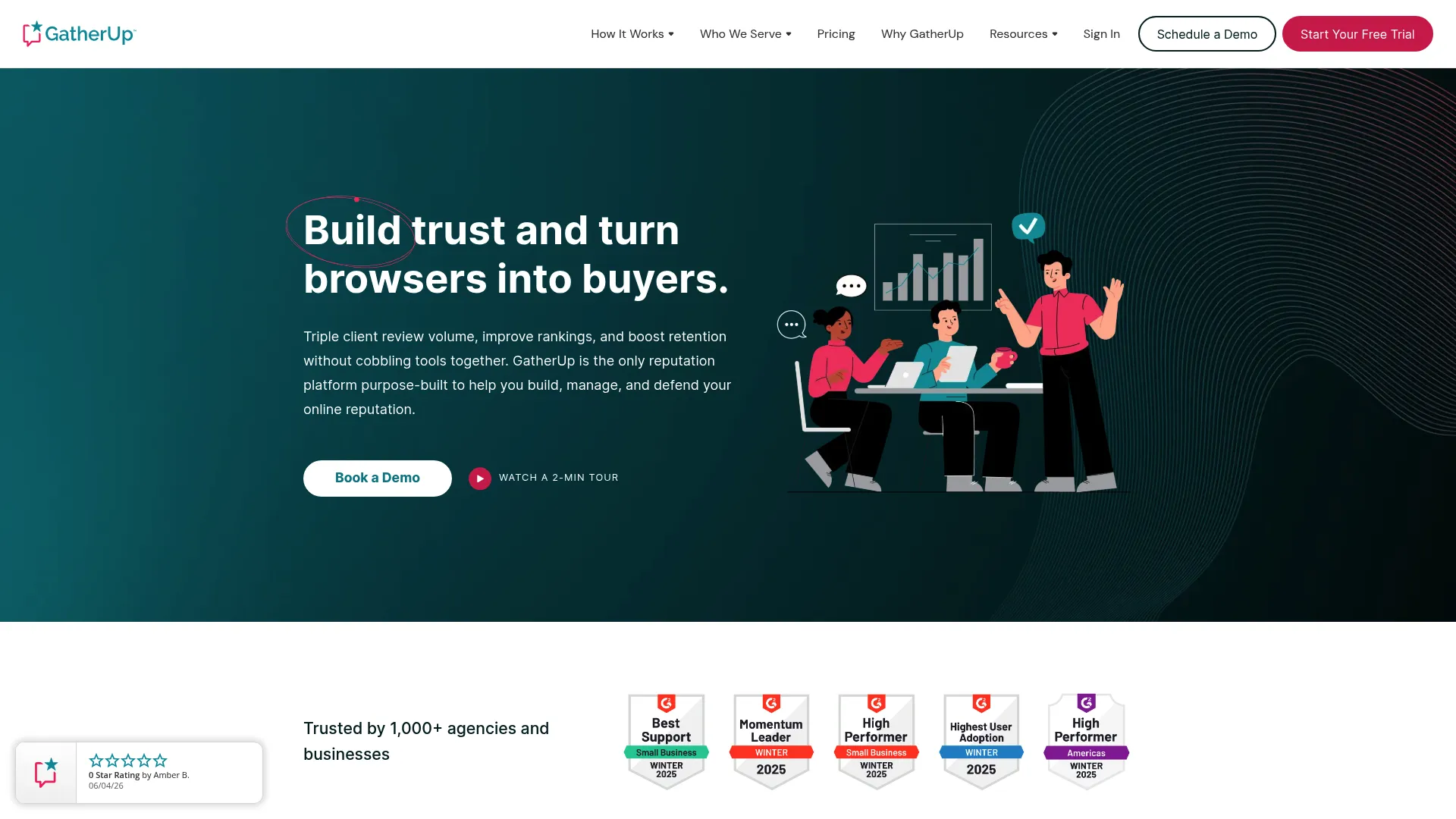 GatherUp review and reputation management platform homepage
