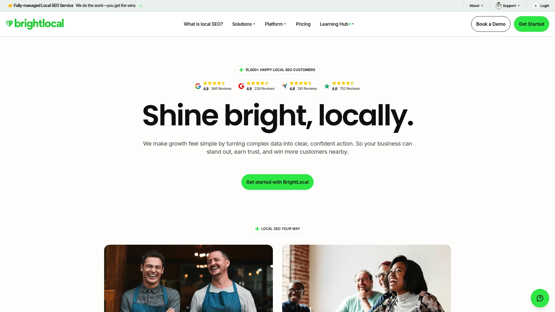 BrightLocal local SEO and reputation platform homepage