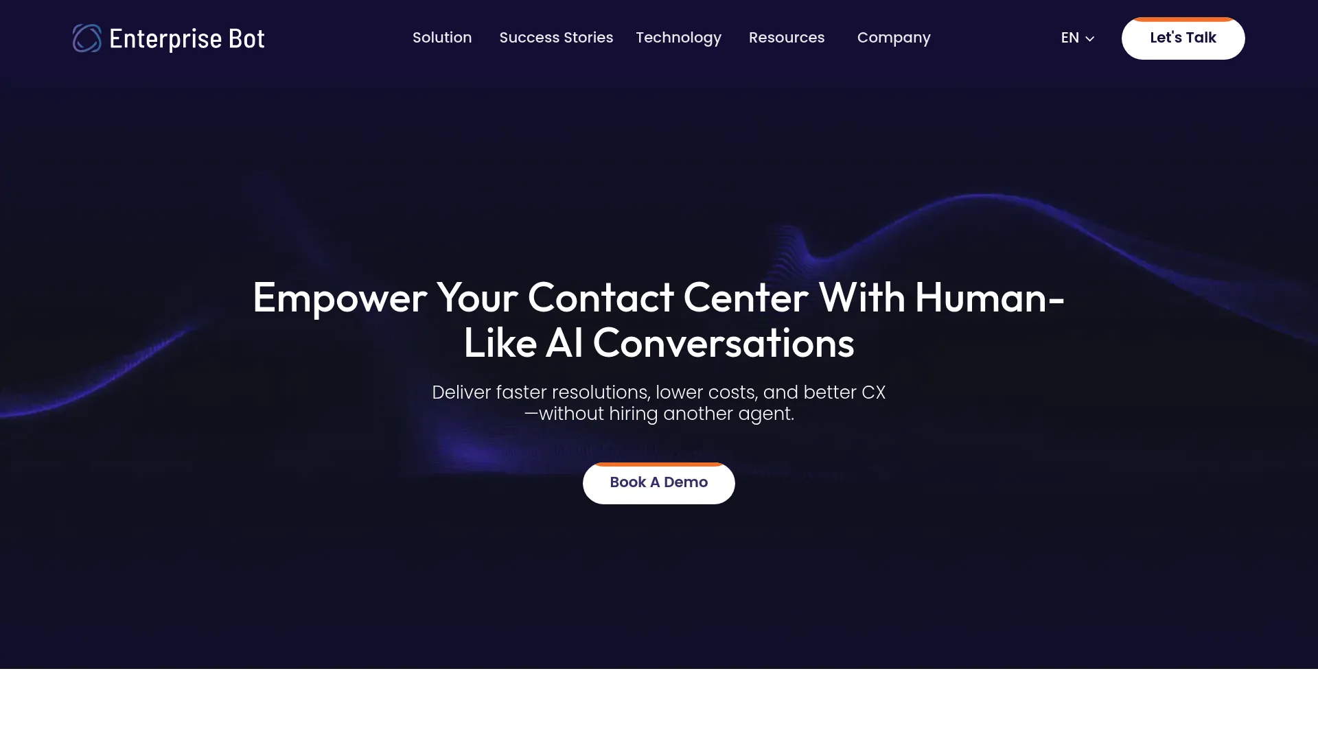 Enterprise Bot conversational automation platform homepage