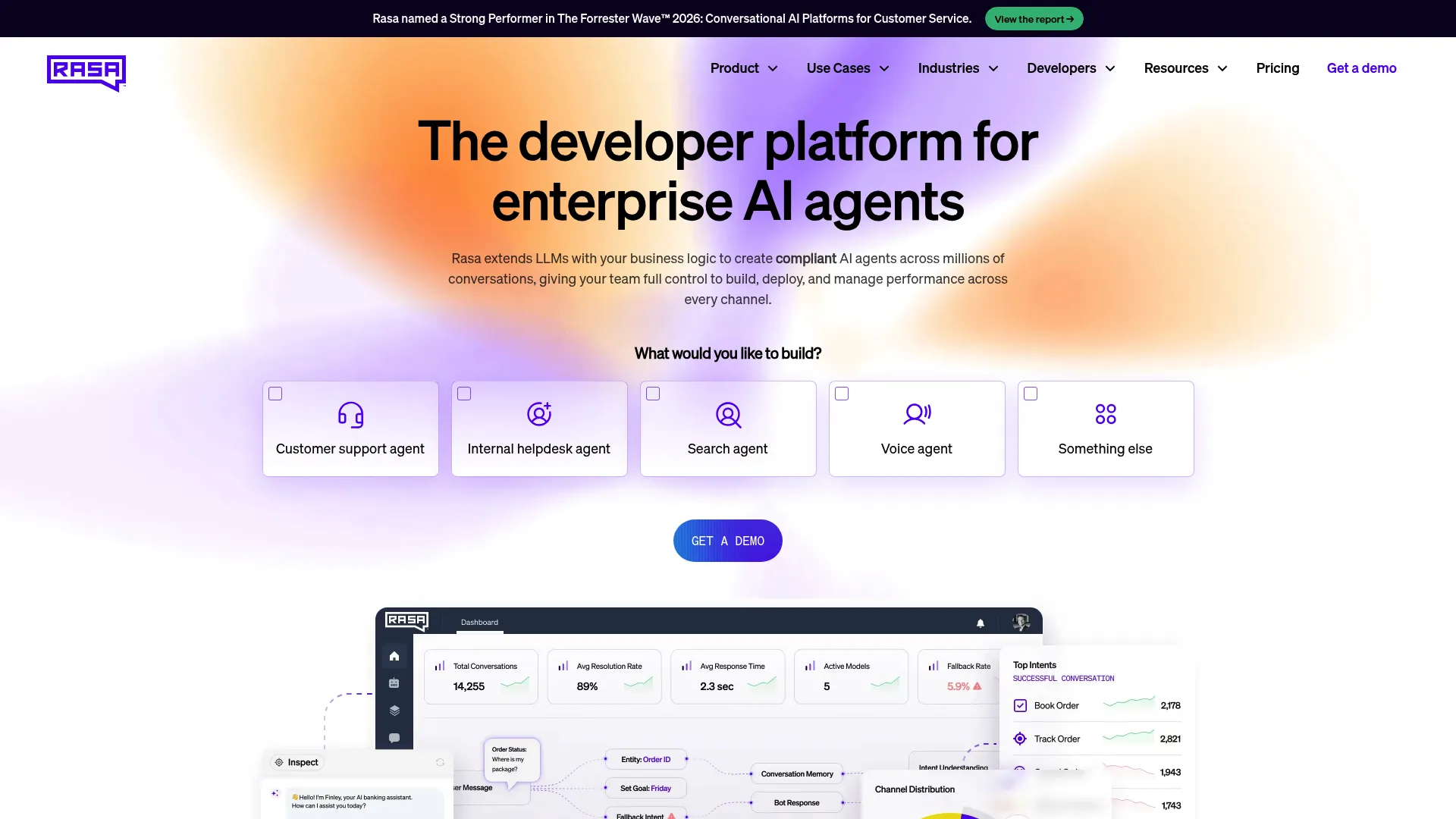 Rasa developer platform for enterprise AI agents homepage