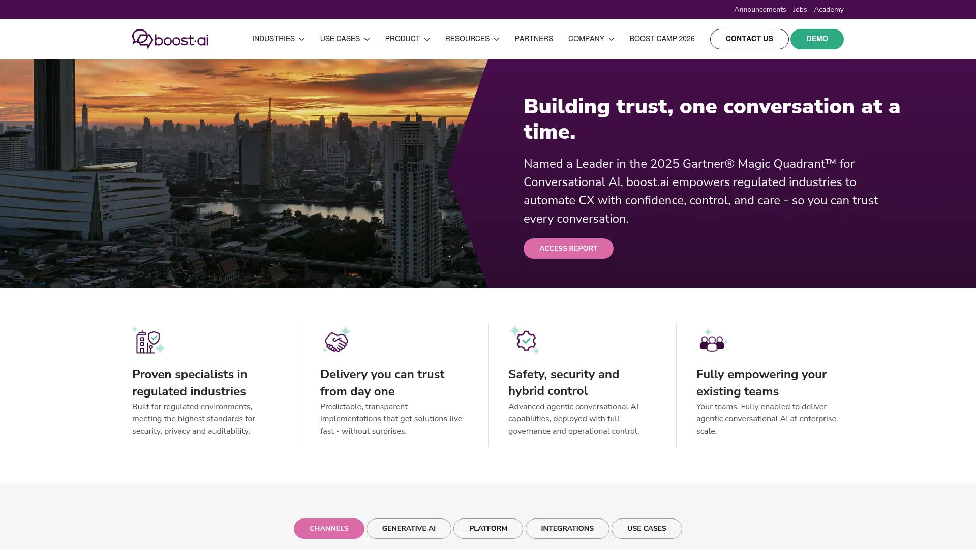 Boost.ai conversational AI platform homepage