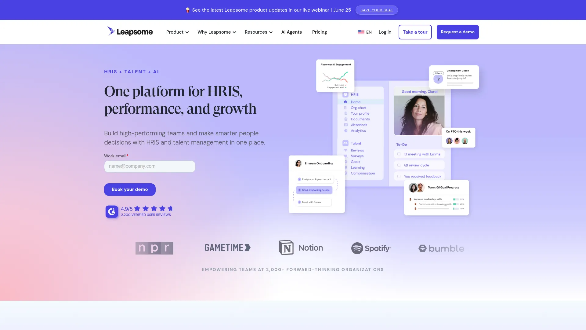 Leapsome all-in-one people enablement platform.