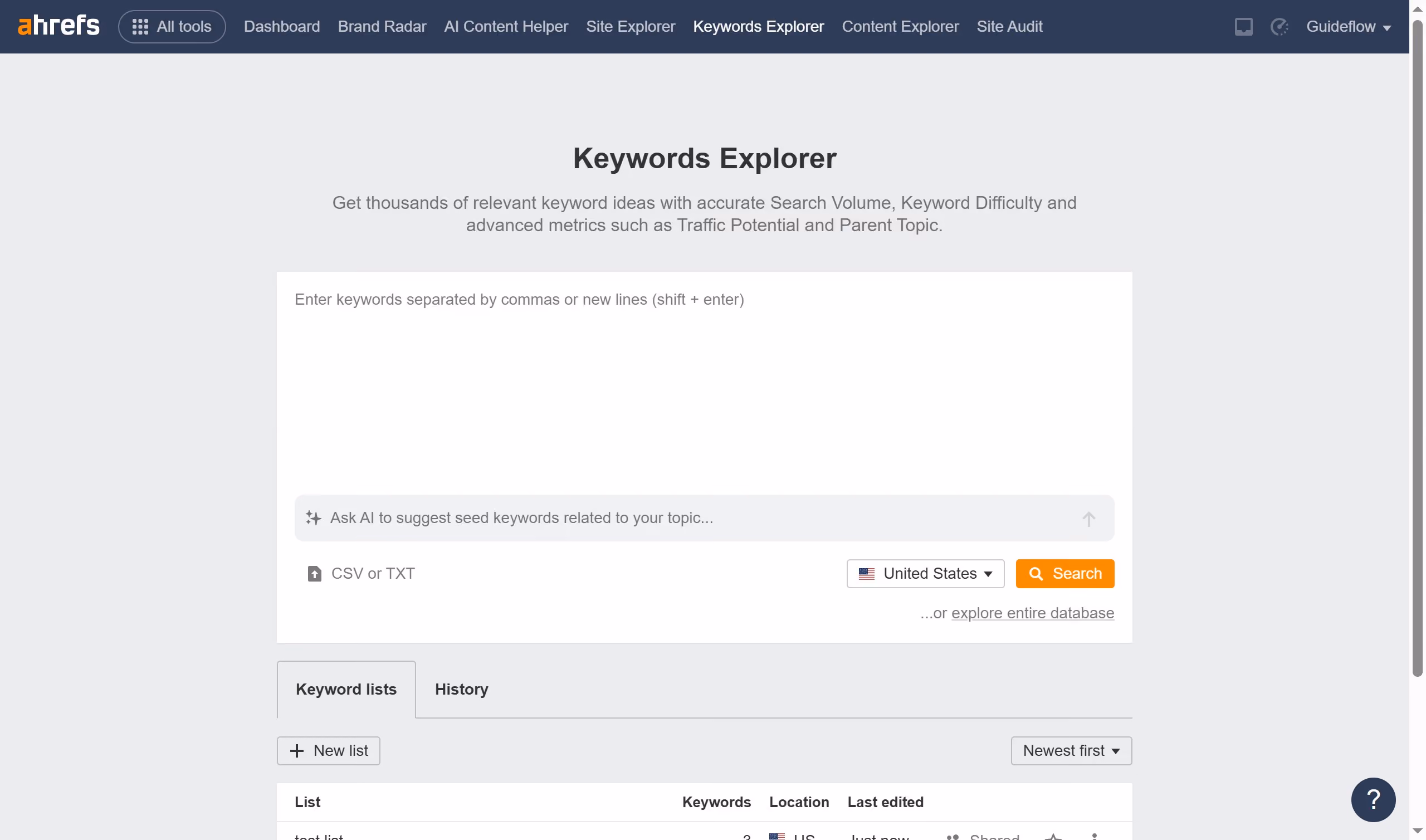 How to rename your keyword list in Ahrefs