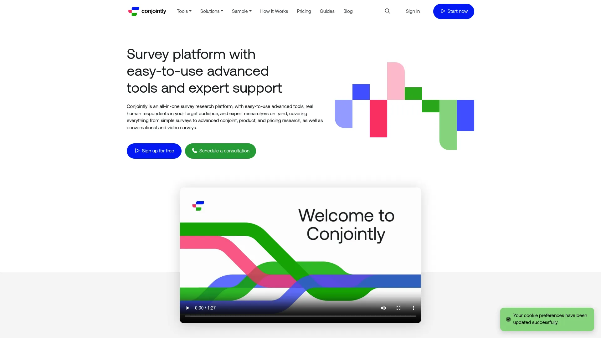 Conjointly survey research platform homepage