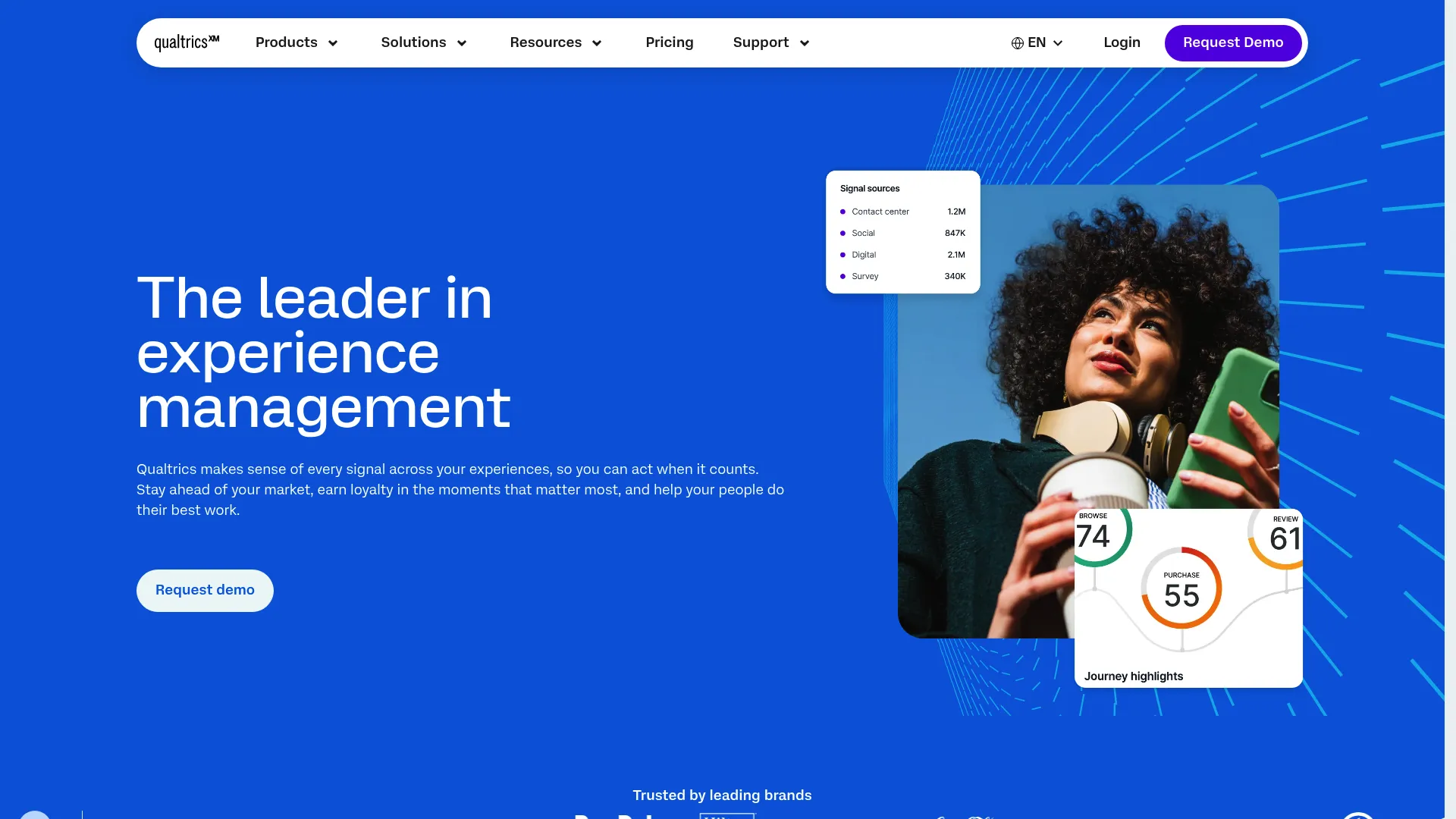 Qualtrics experience management platform homepage