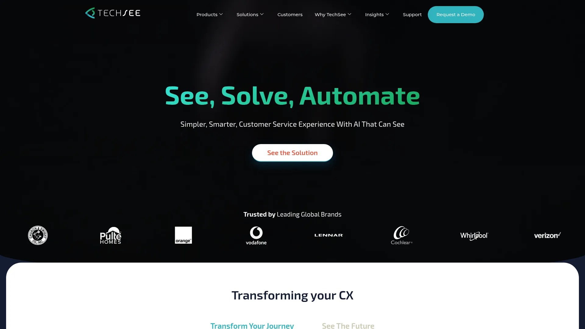 TechSee visual AI customer service platform homepage
