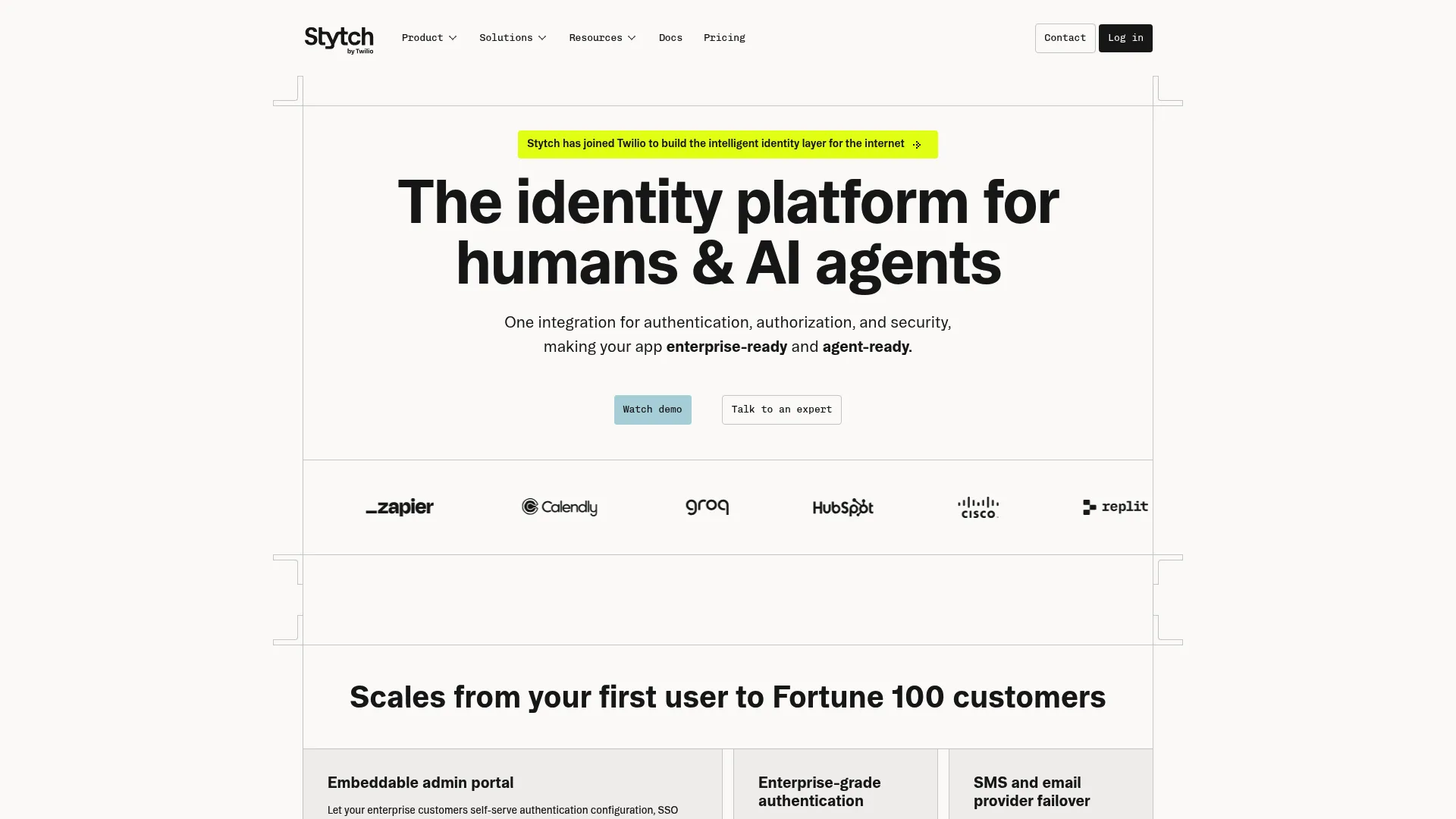 Stytch developer identity platform page
