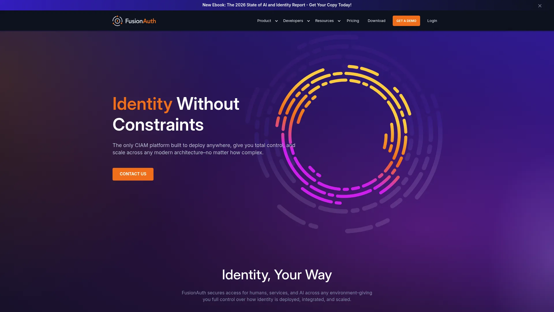 FusionAuth CIAM platform page