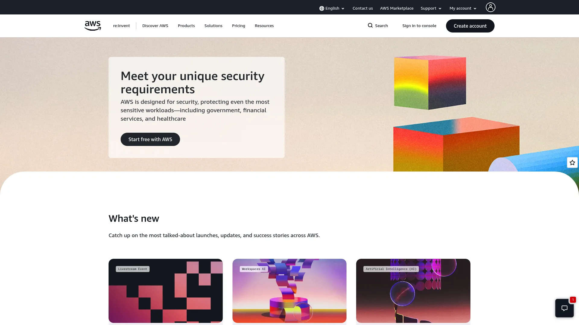 Amazon Cognito page