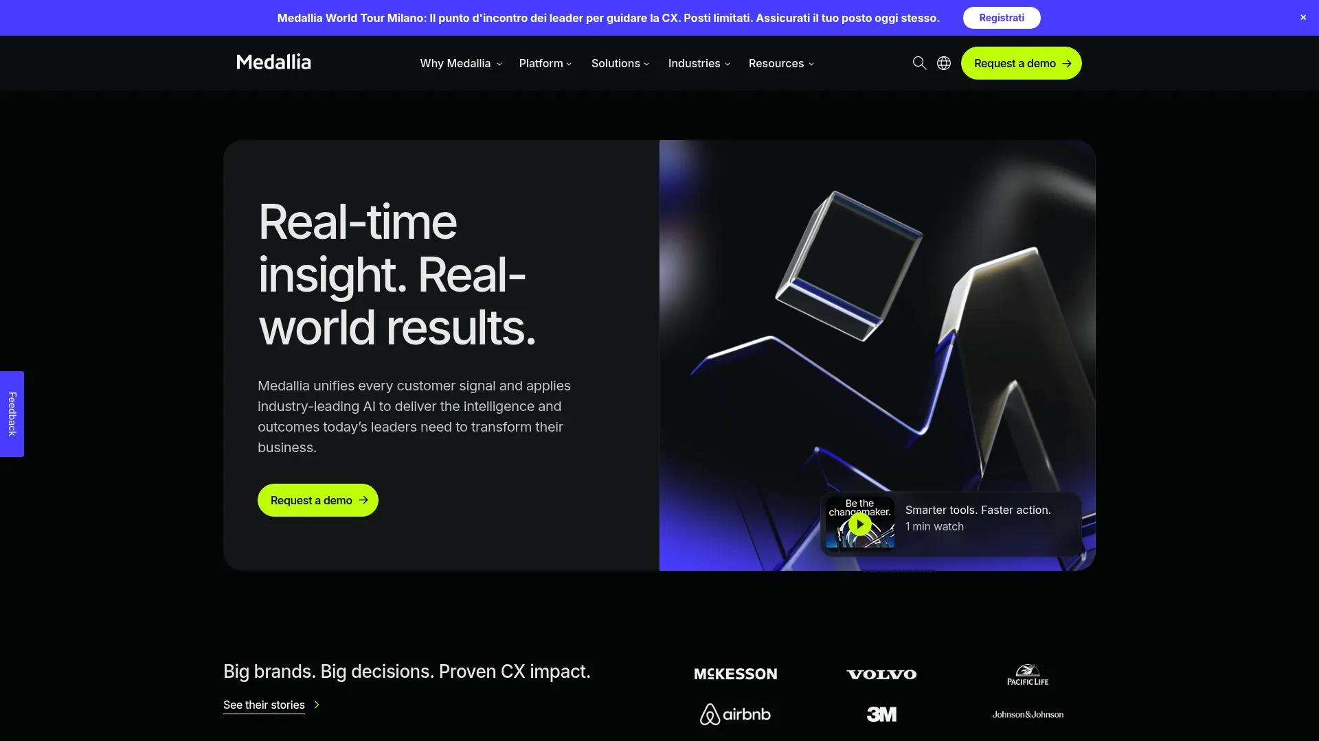 Medallia Experience Cloud experience management platform homepage
