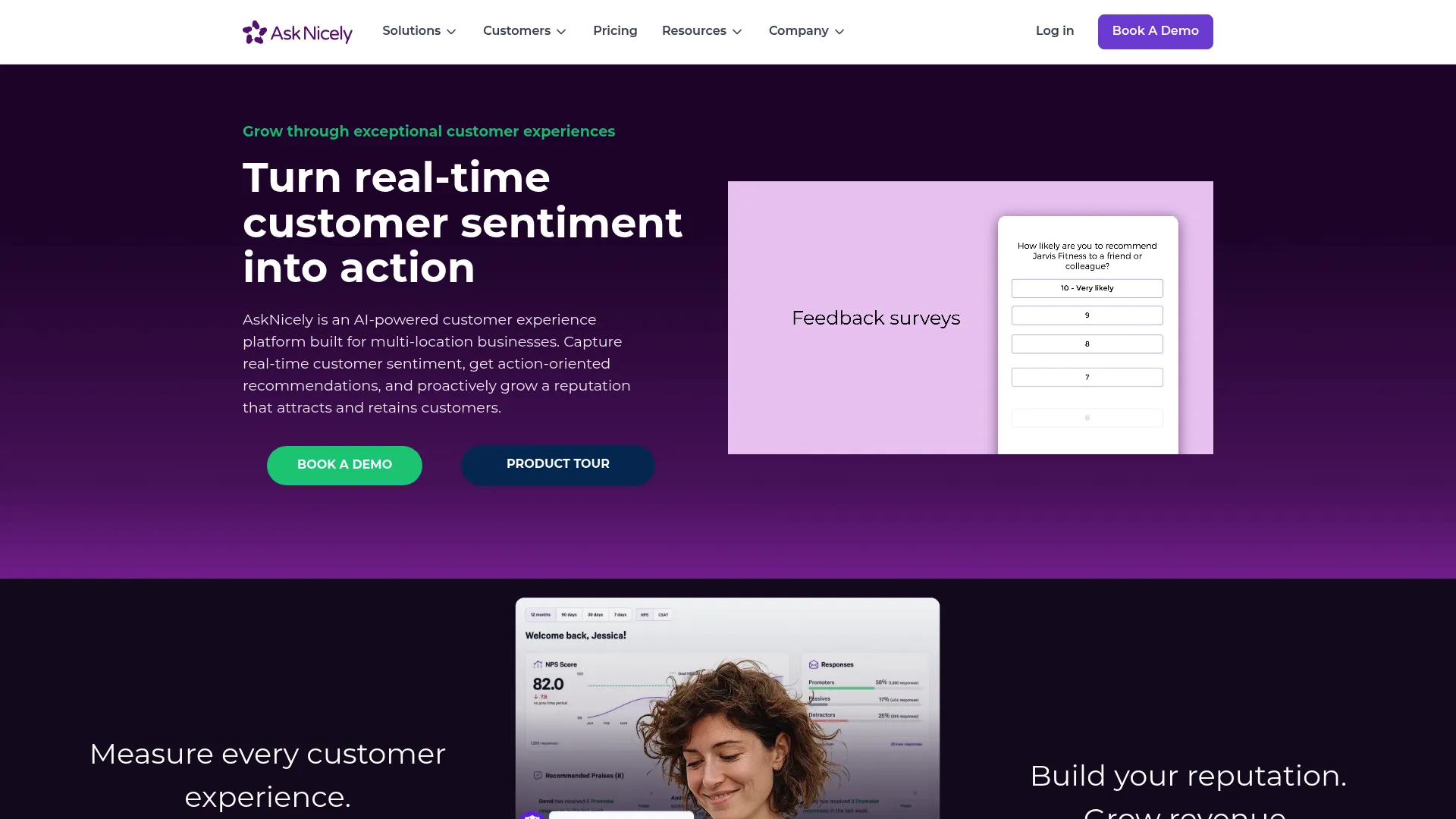 AskNicely NPS and customer experience platform homepage
