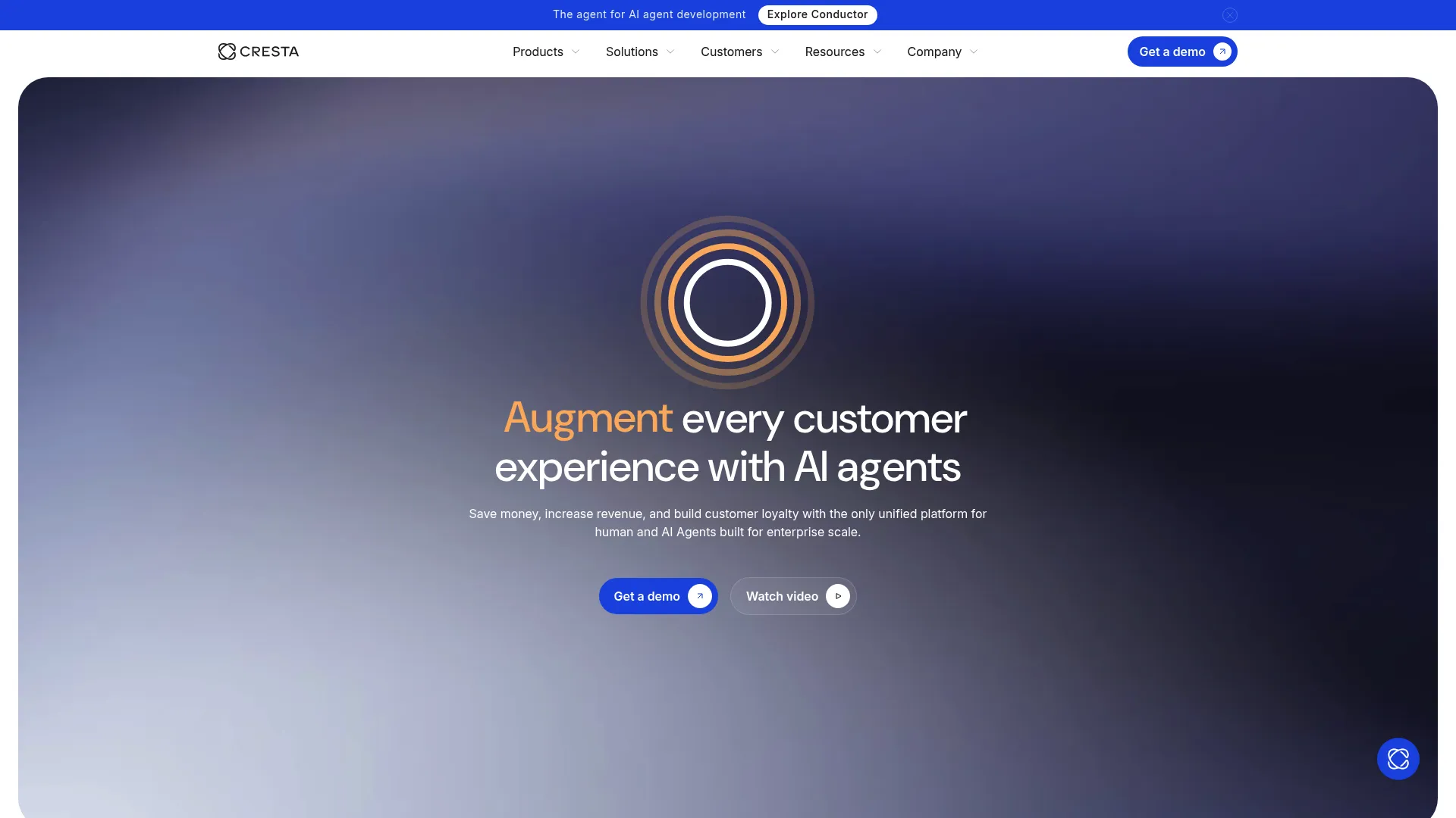 Cresta AI customer experience platform homepage