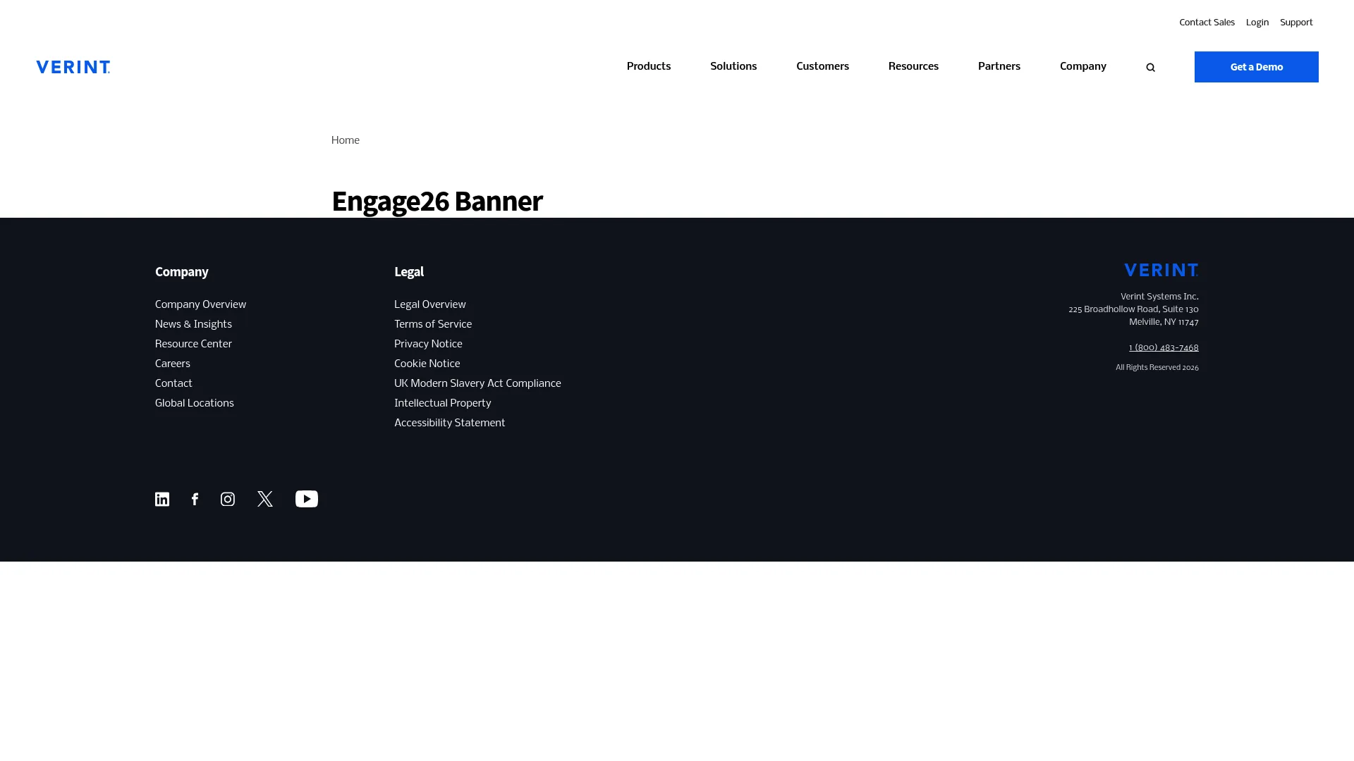 Verint customer engagement platform homepage