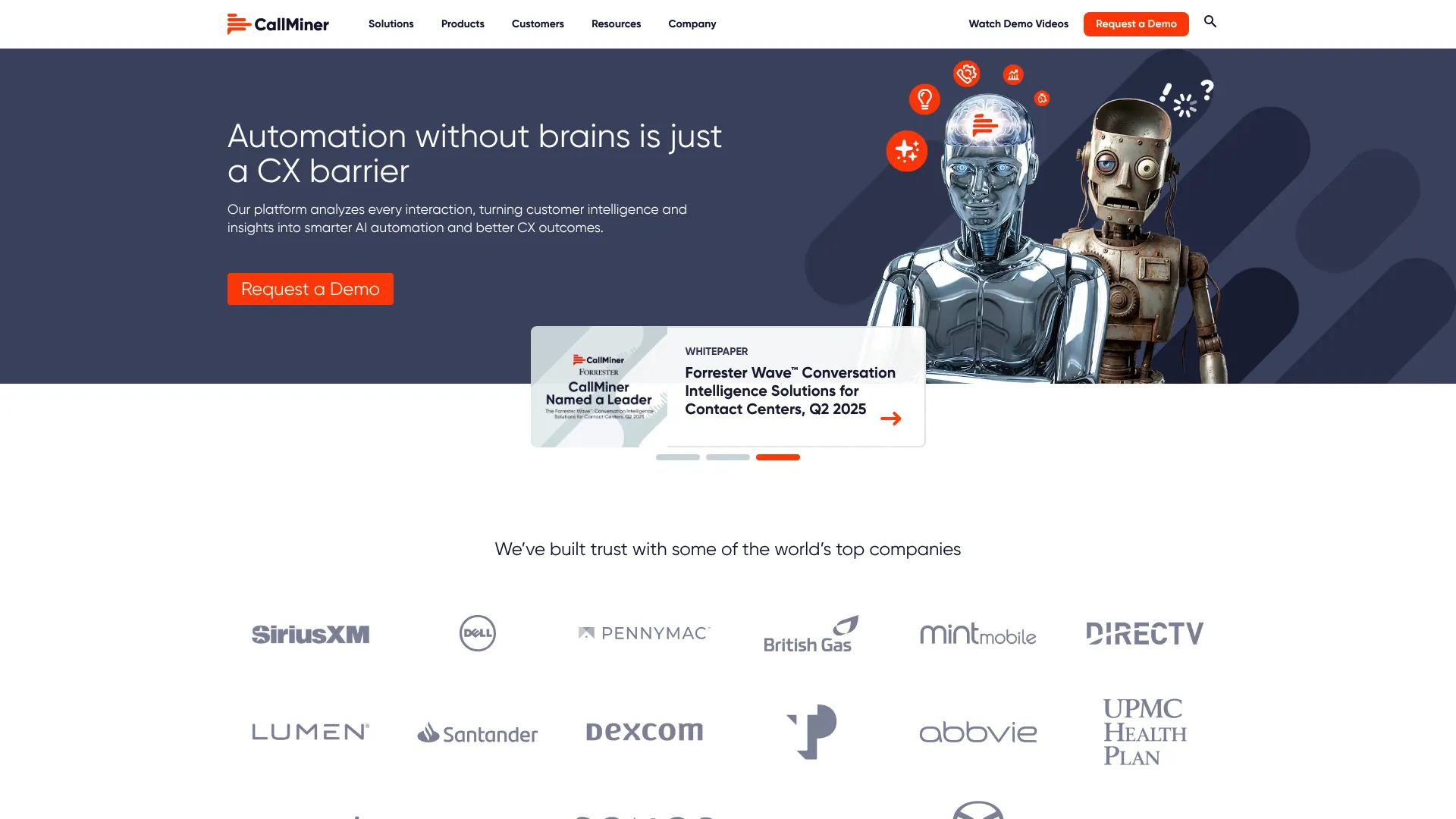 CallMiner conversation intelligence platform homepage
