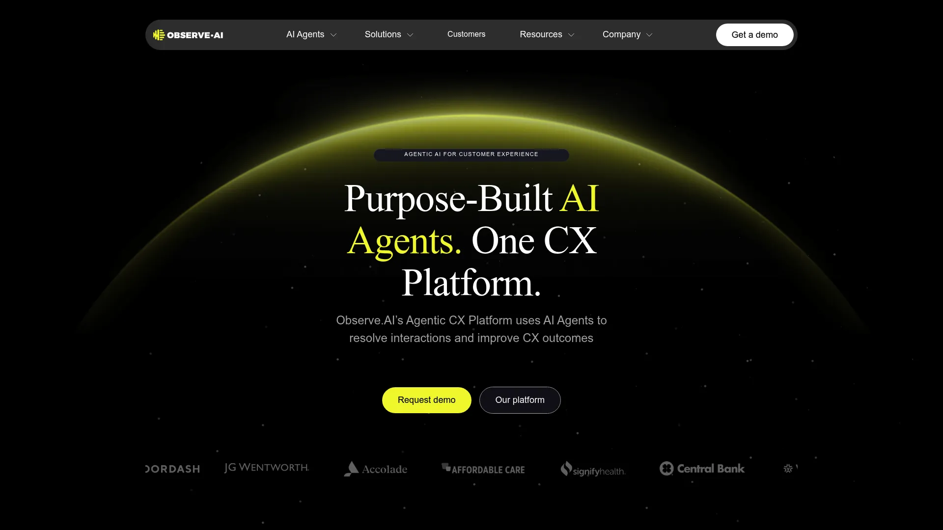 Observe.AI conversation intelligence platform homepage