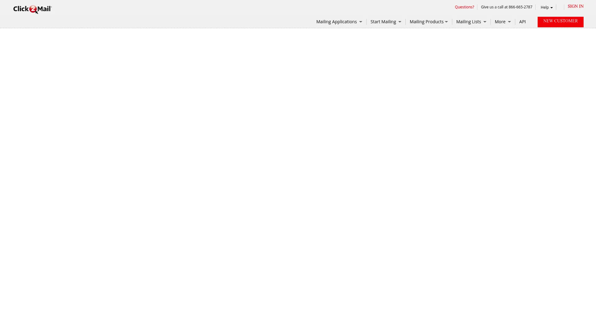 Click2Mail online postal mail platform homepage