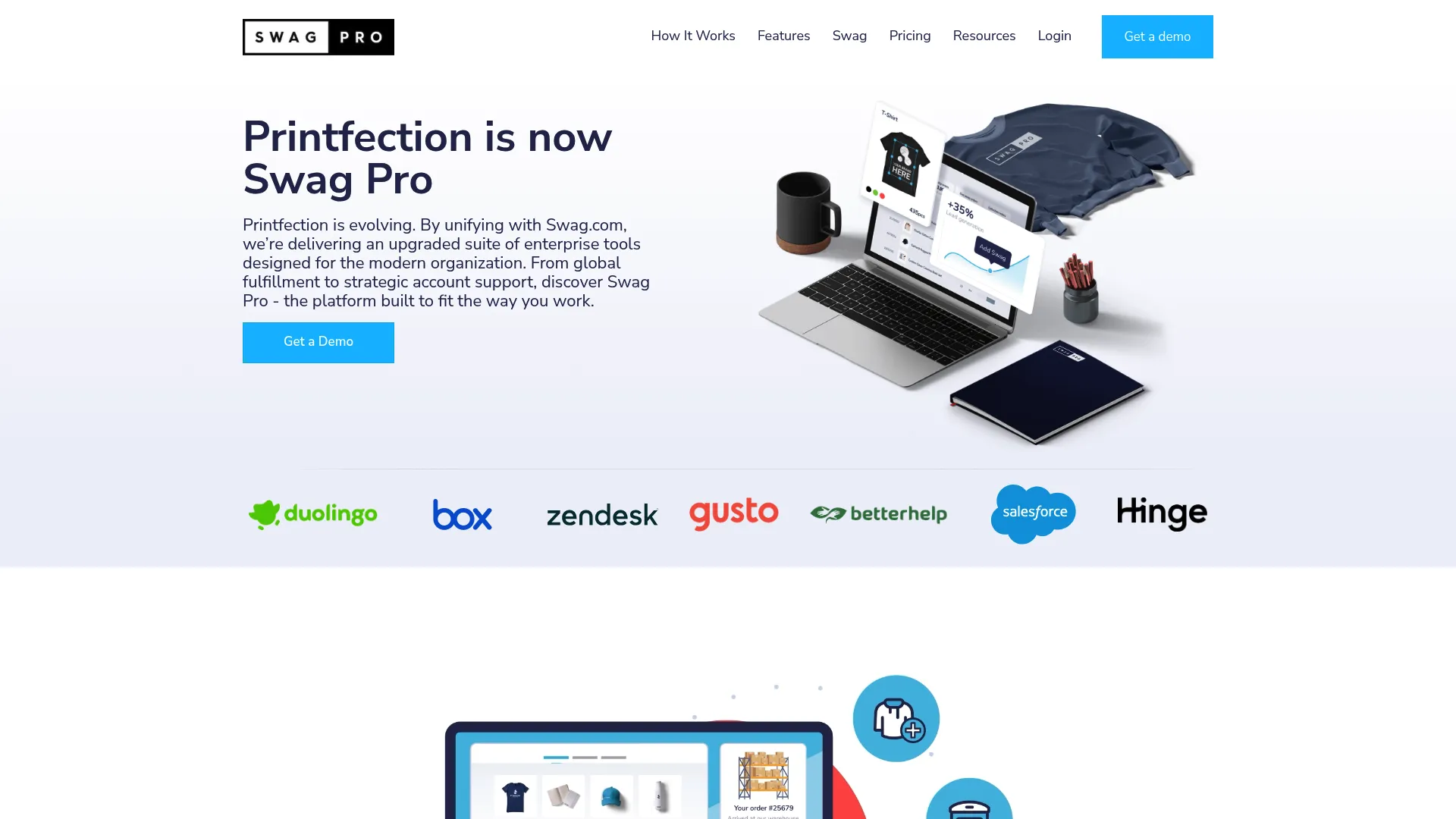 Printfection swag and merch fulfillment platform homepage