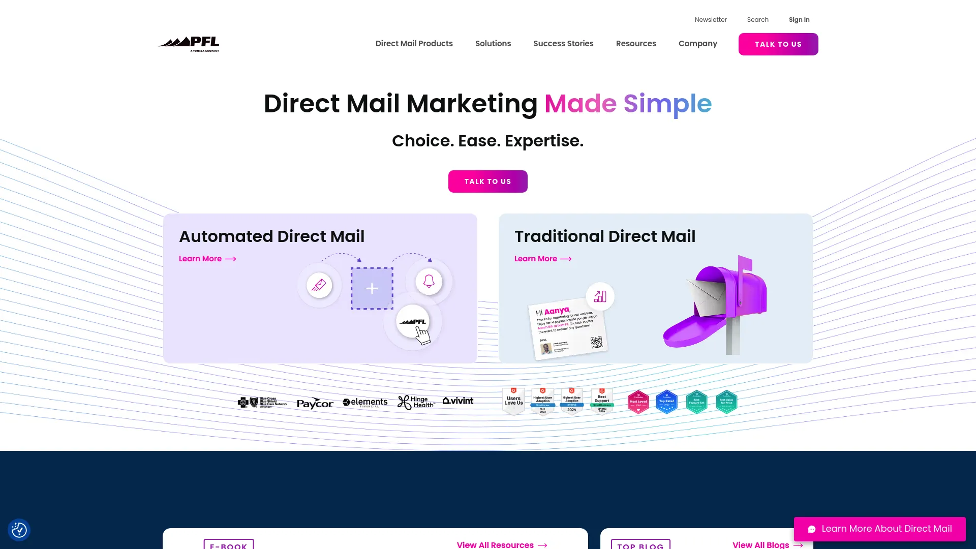 PFL tactile marketing automation platform homepage