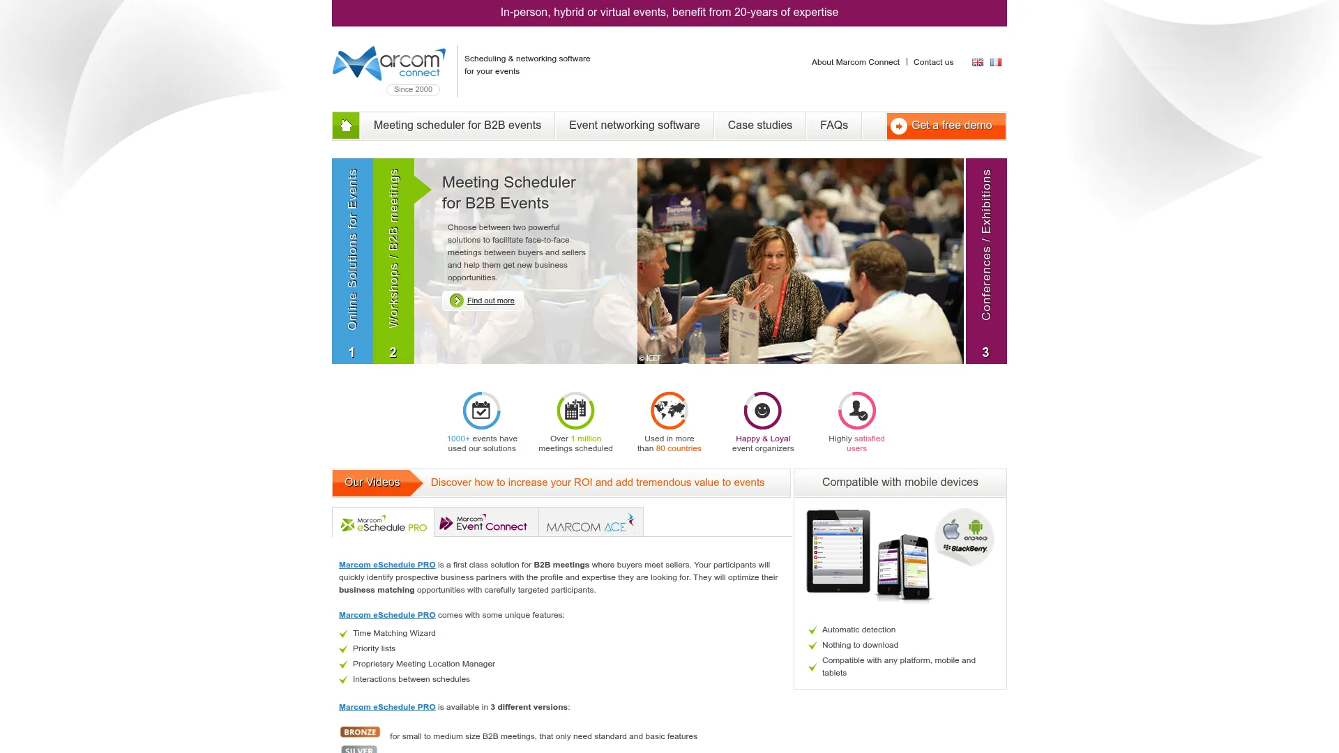 Marcom Event Connect networking software homepage