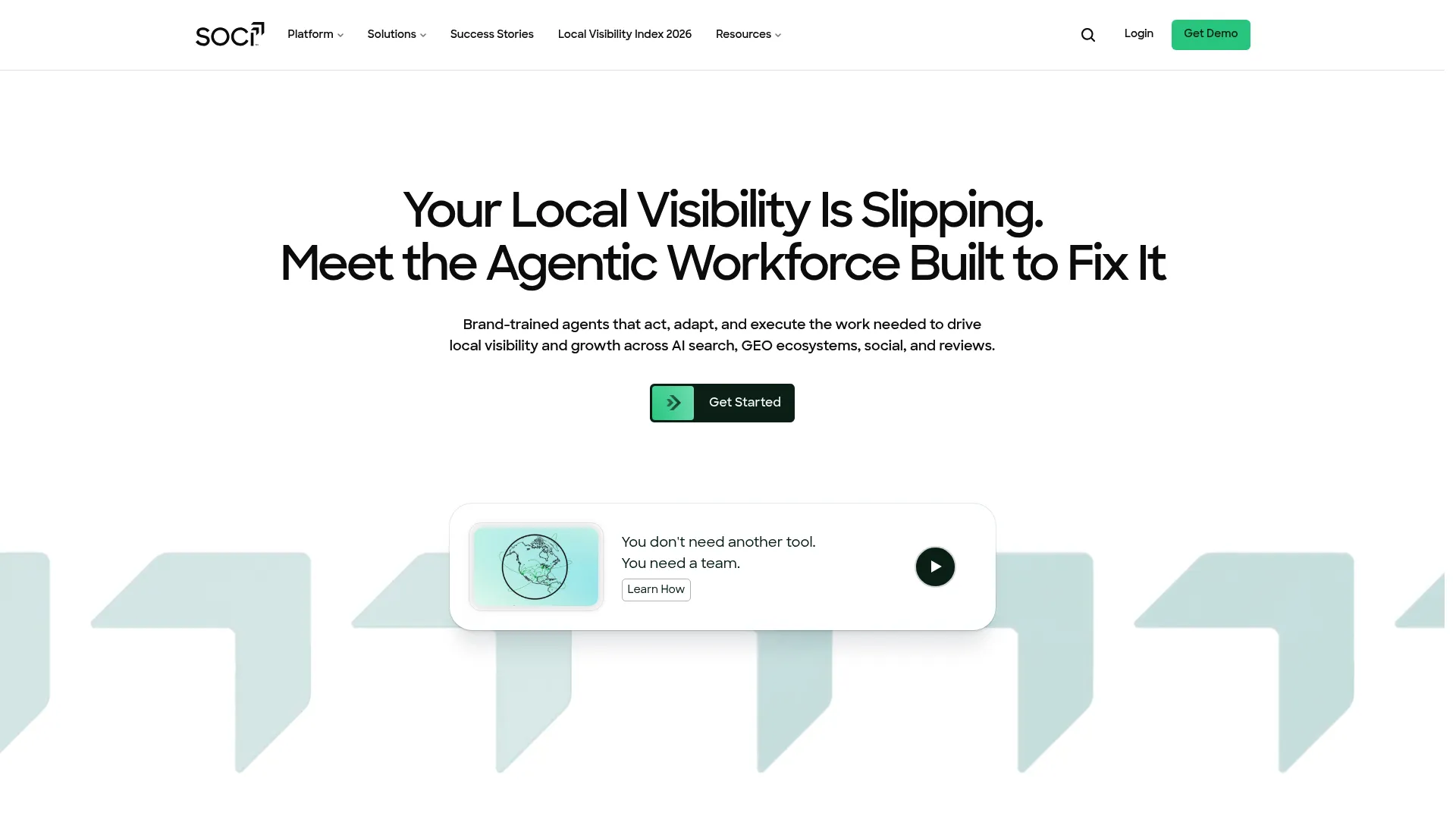 SOCi multi-location marketing and reputation platform homepage