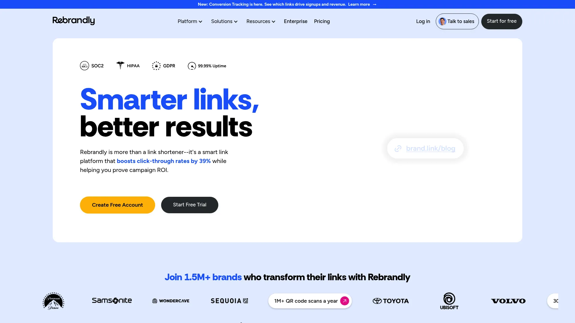 Rebrandly branded link management screenshot
