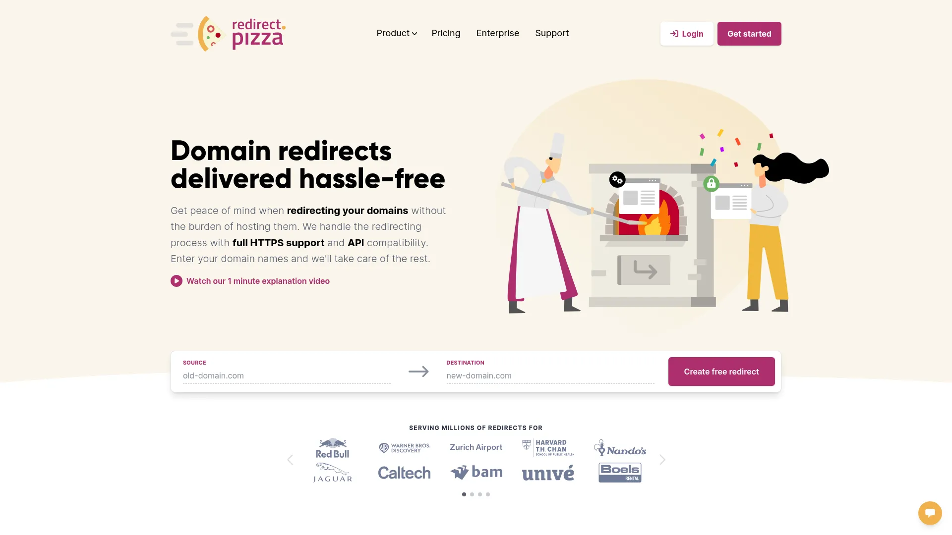 redirect.pizza domain redirect screenshot